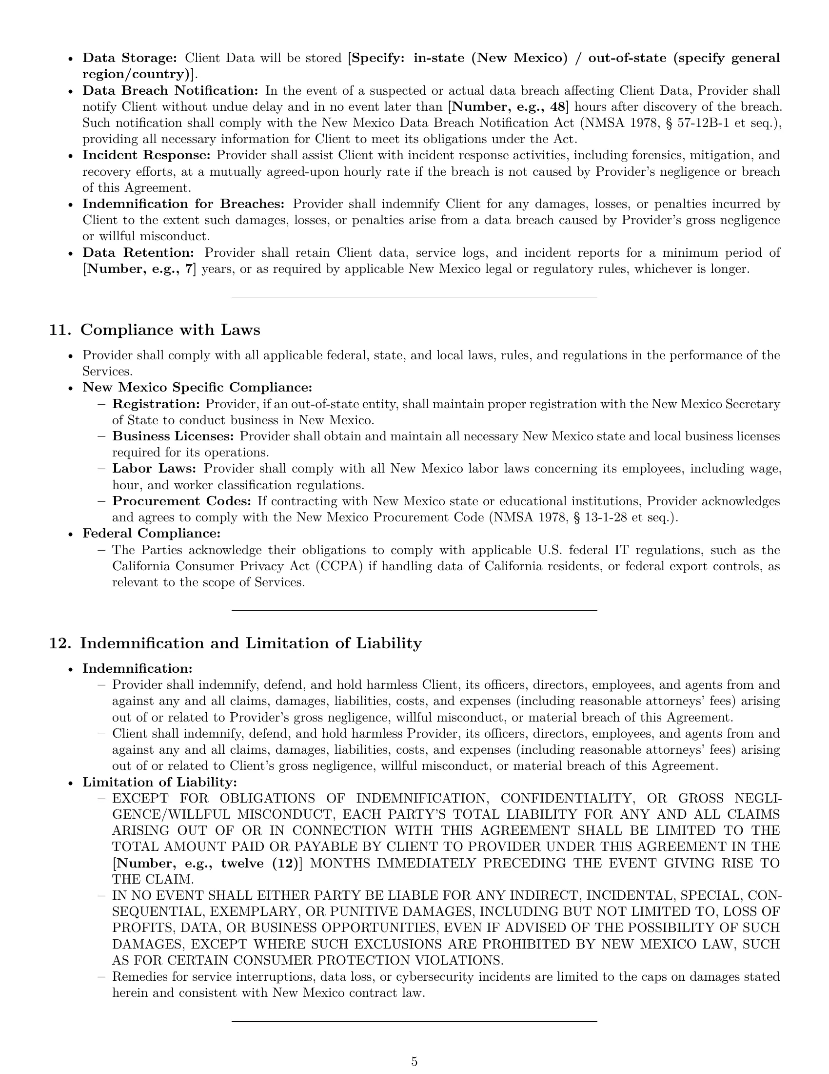 Preview page 5 of Pro New Mexico IT service contract template