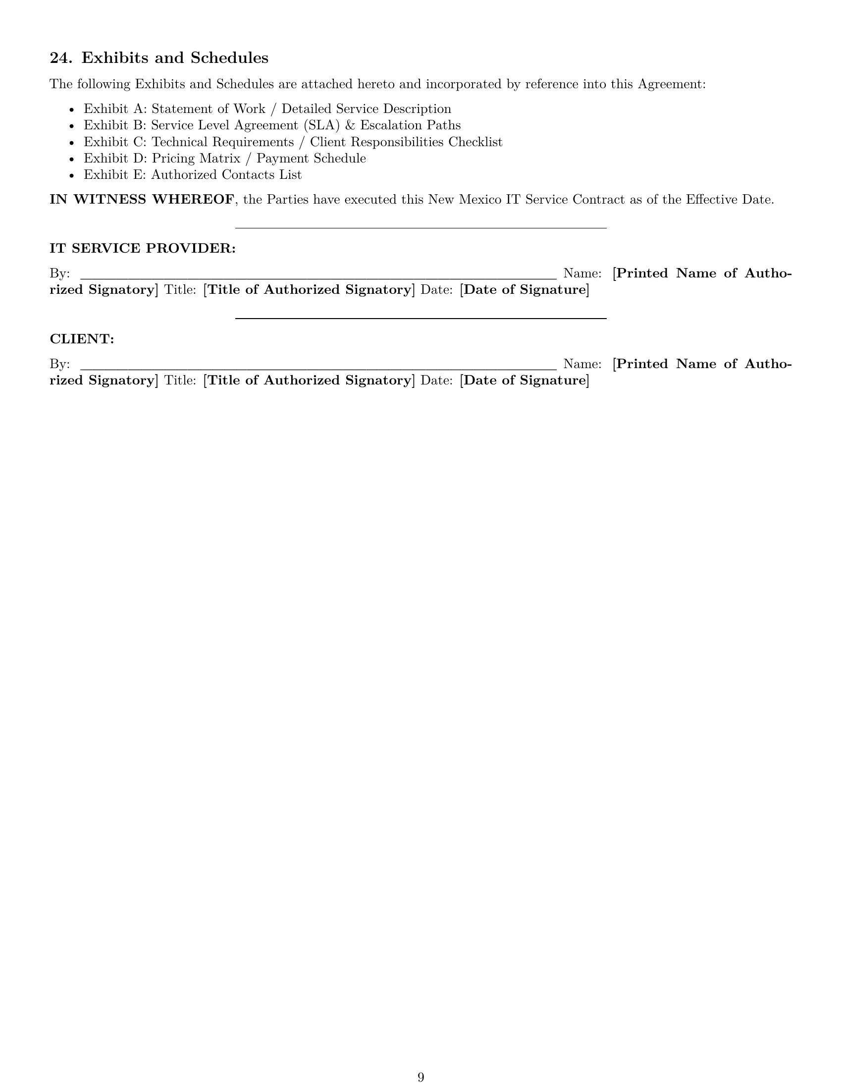 Preview page 9 of Pro New Mexico IT service contract template