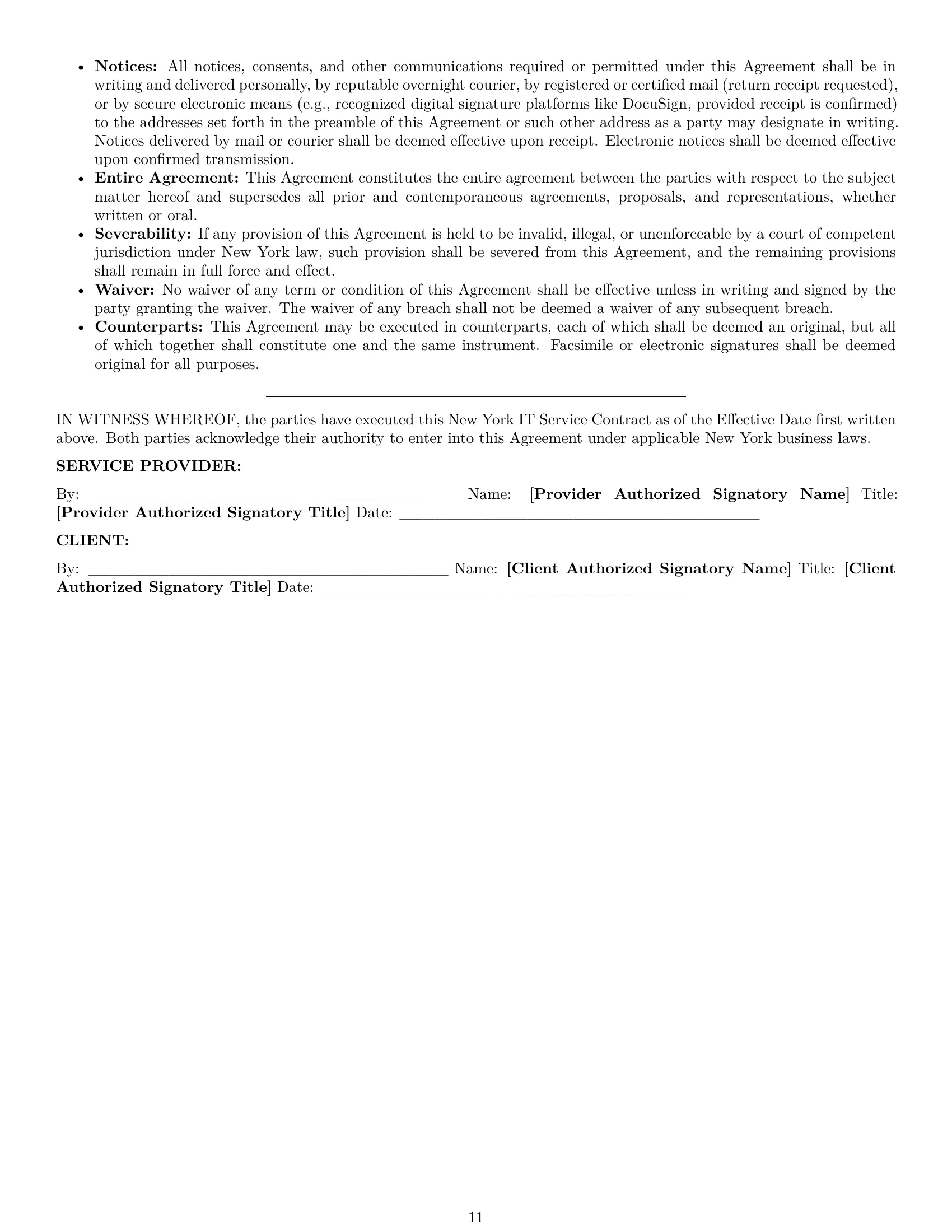 Preview page 11 of Pro New York IT service contract template