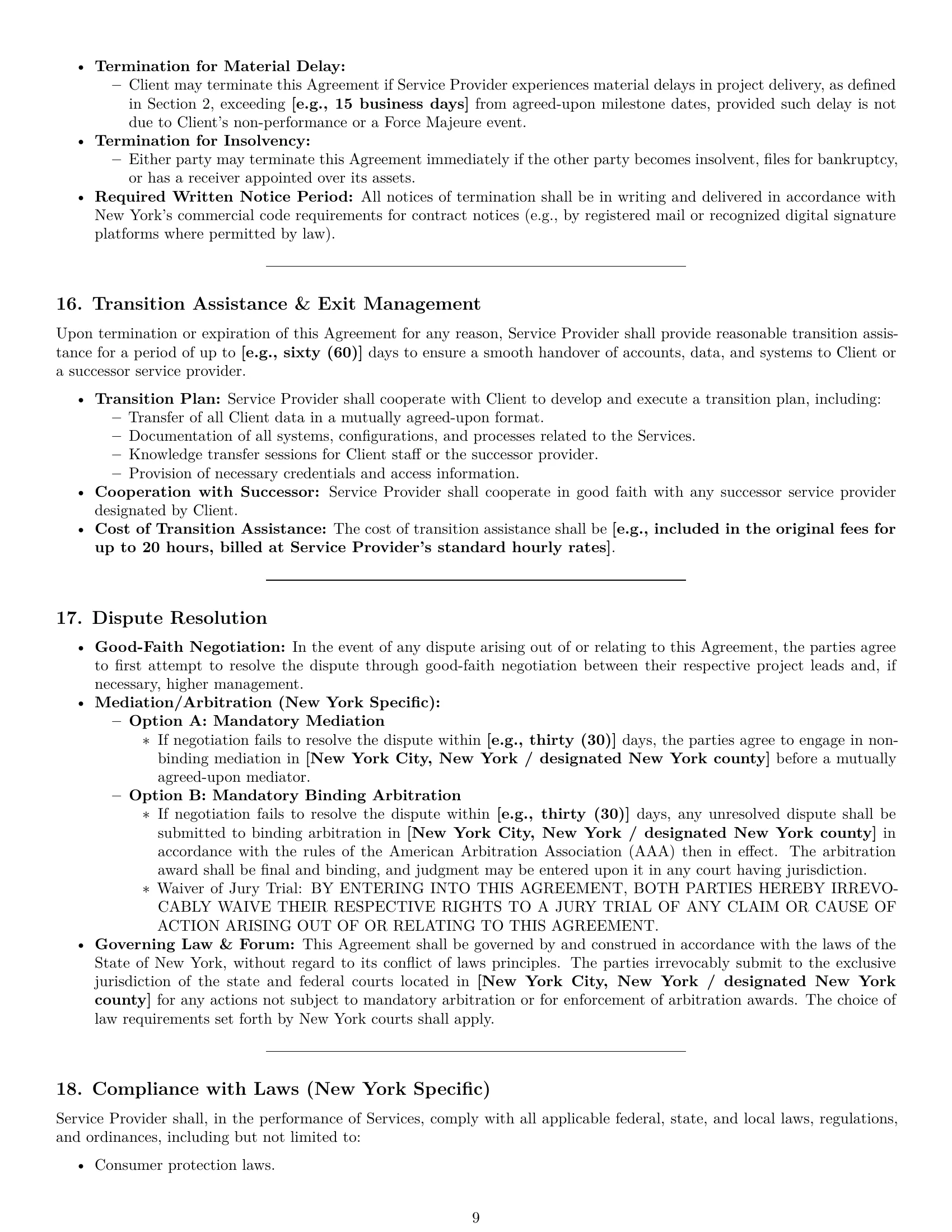 Preview page 9 of Pro New York IT service contract template