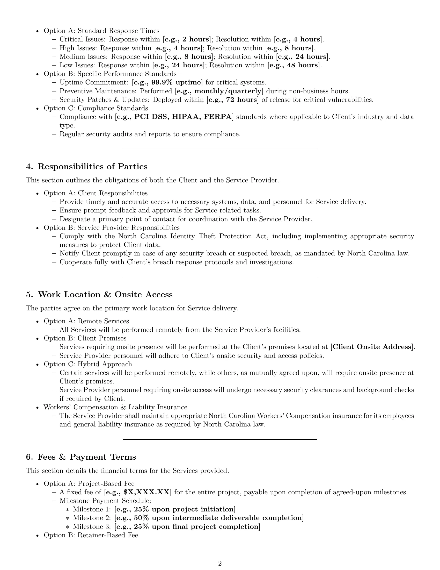 Preview page 2 of Pro North Carolina IT service contract template