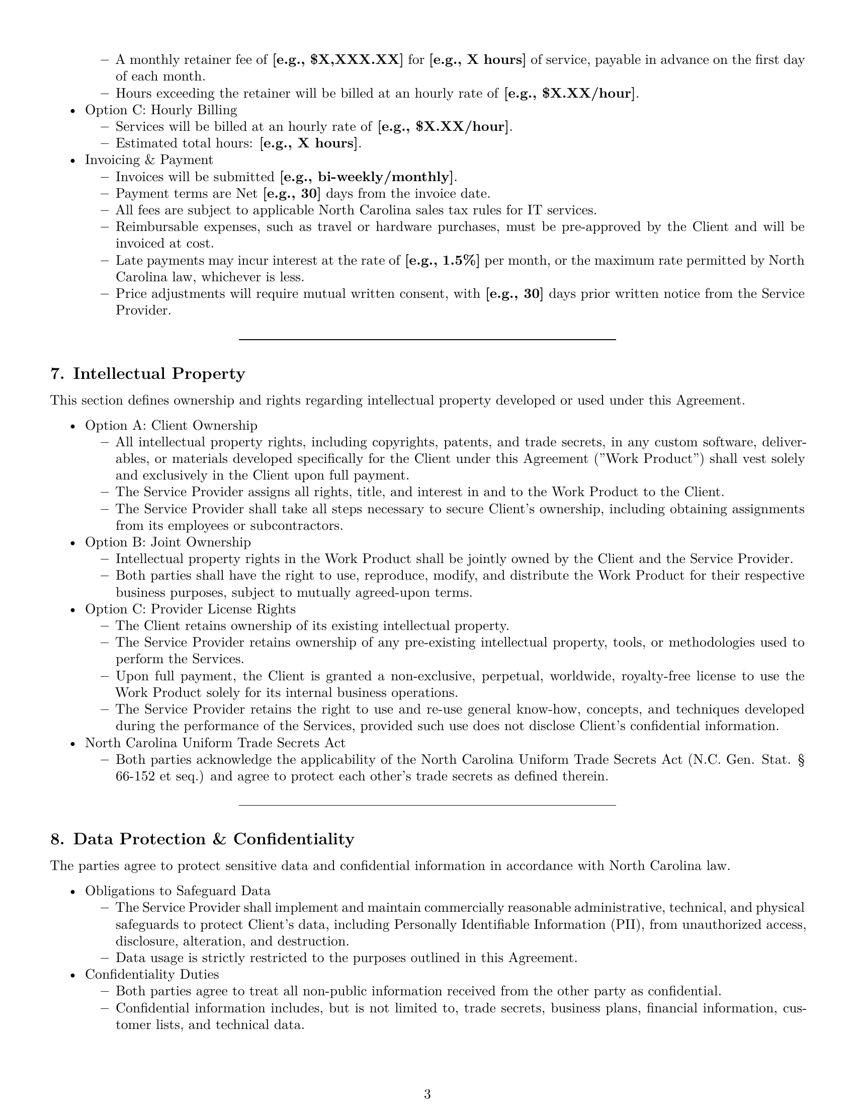 Preview page 3 of Pro North Carolina IT service contract template