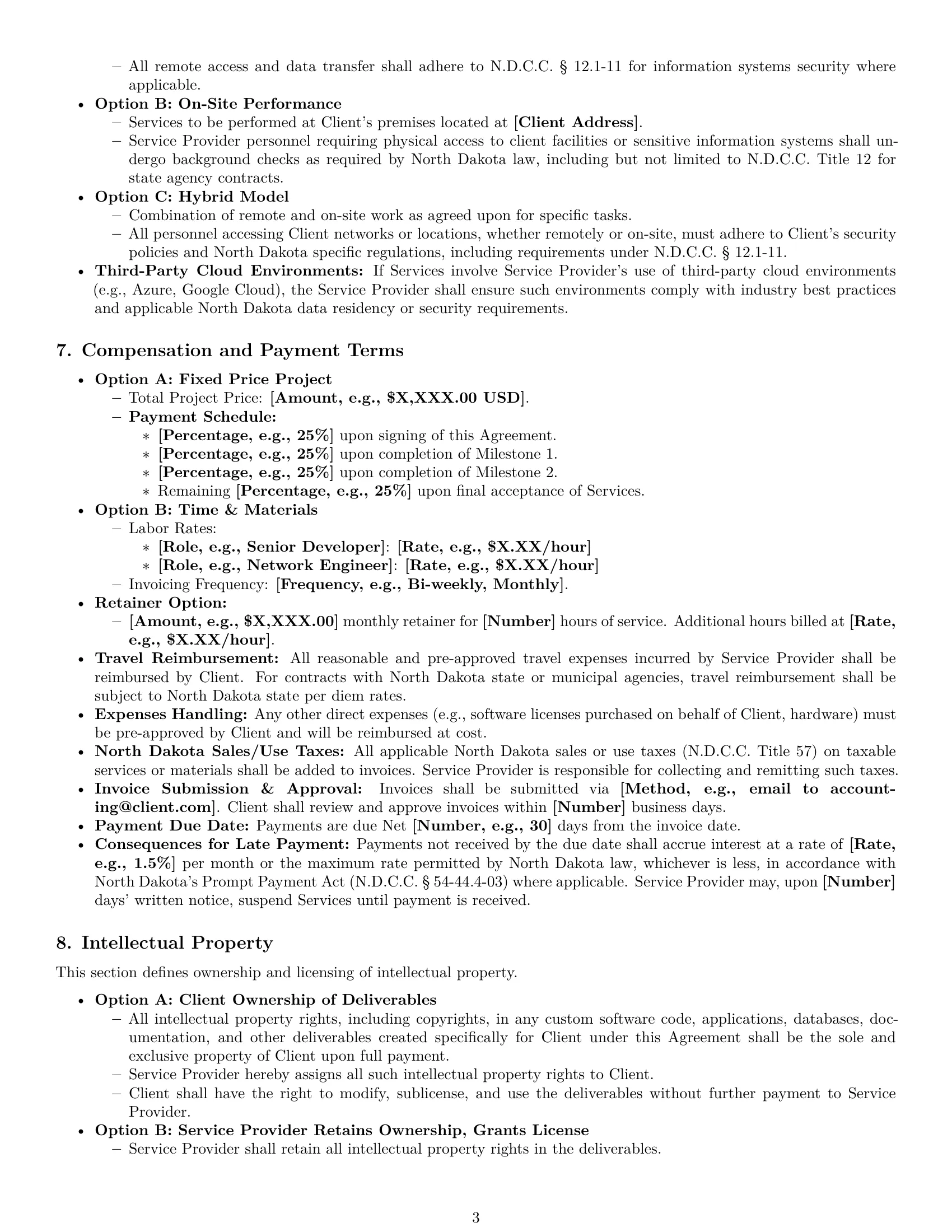 Preview page 3 of Pro North Dakota IT service contract template