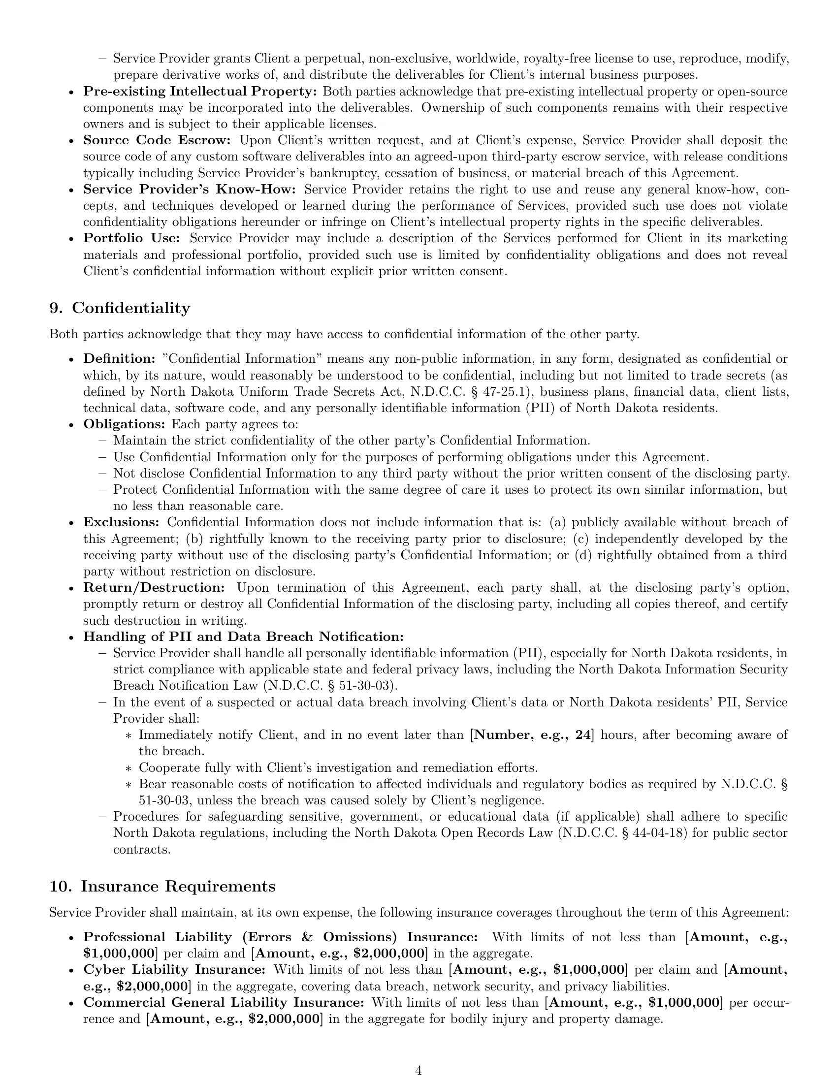 Preview page 4 of Pro North Dakota IT service contract template