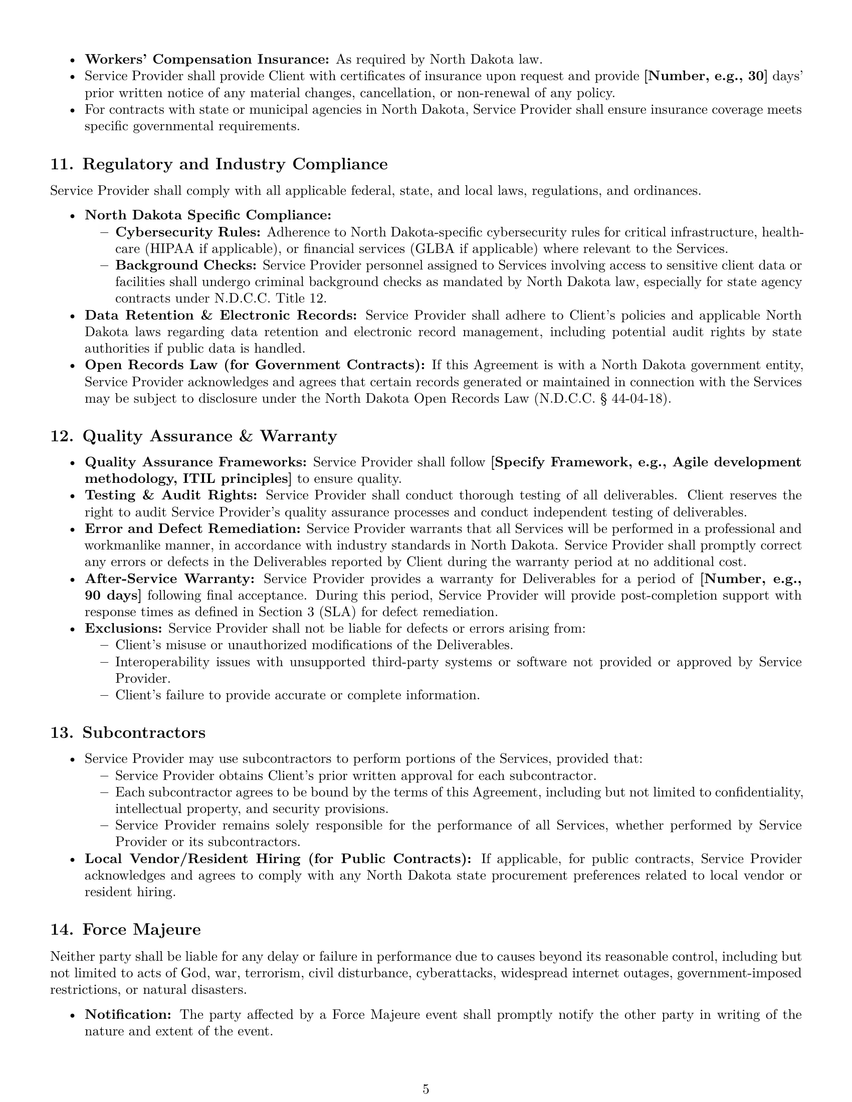 Preview page 5 of Pro North Dakota IT service contract template