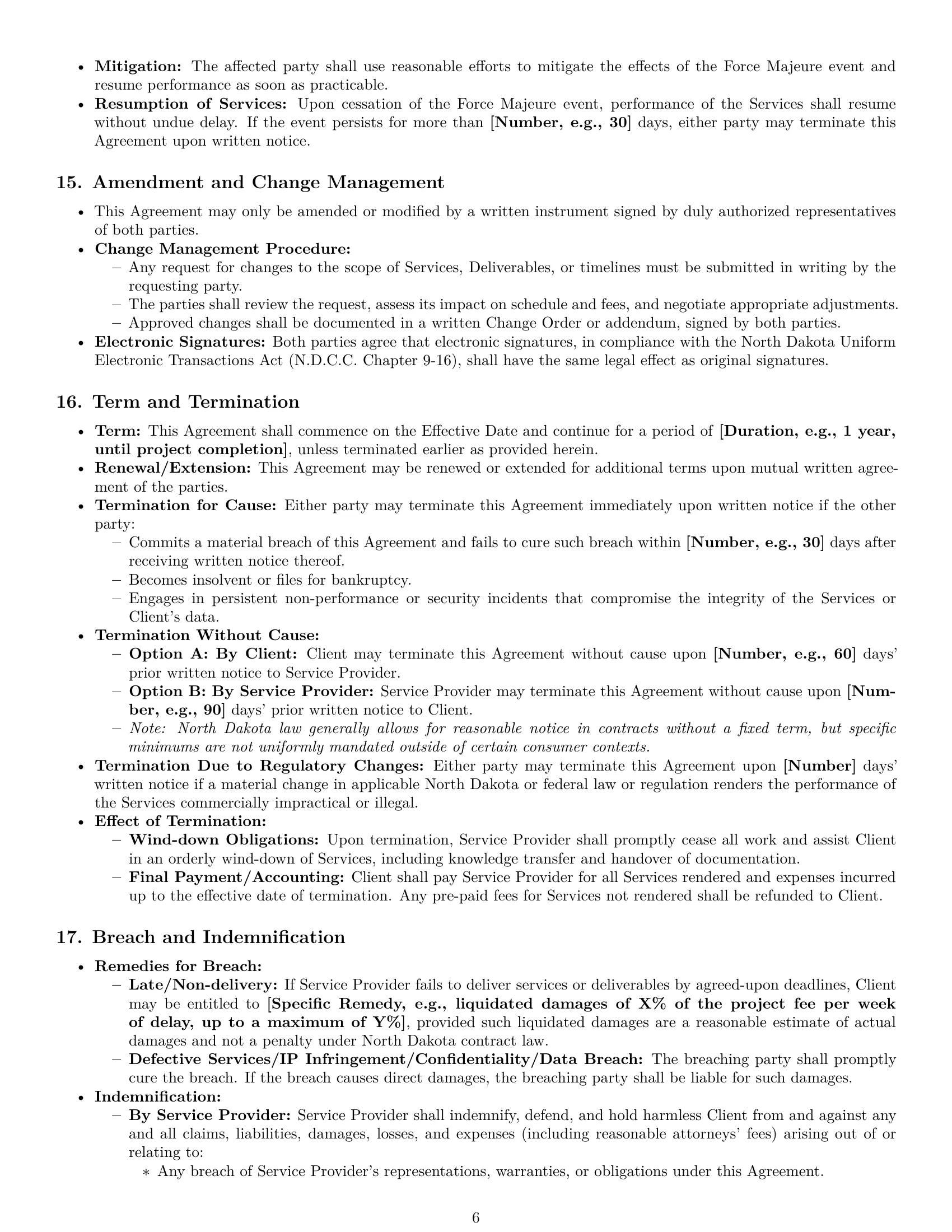 Preview page 6 of Pro North Dakota IT service contract template
