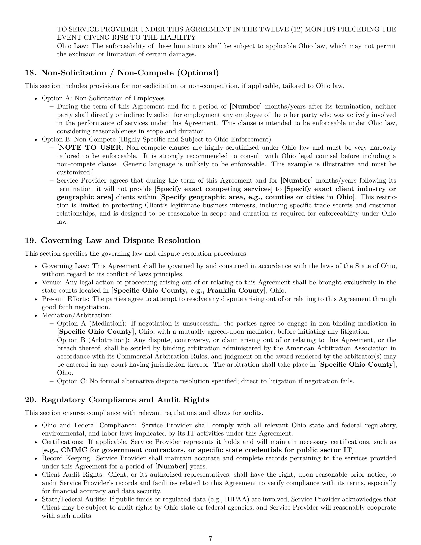 Preview page 7 of Pro Ohio IT service contract template