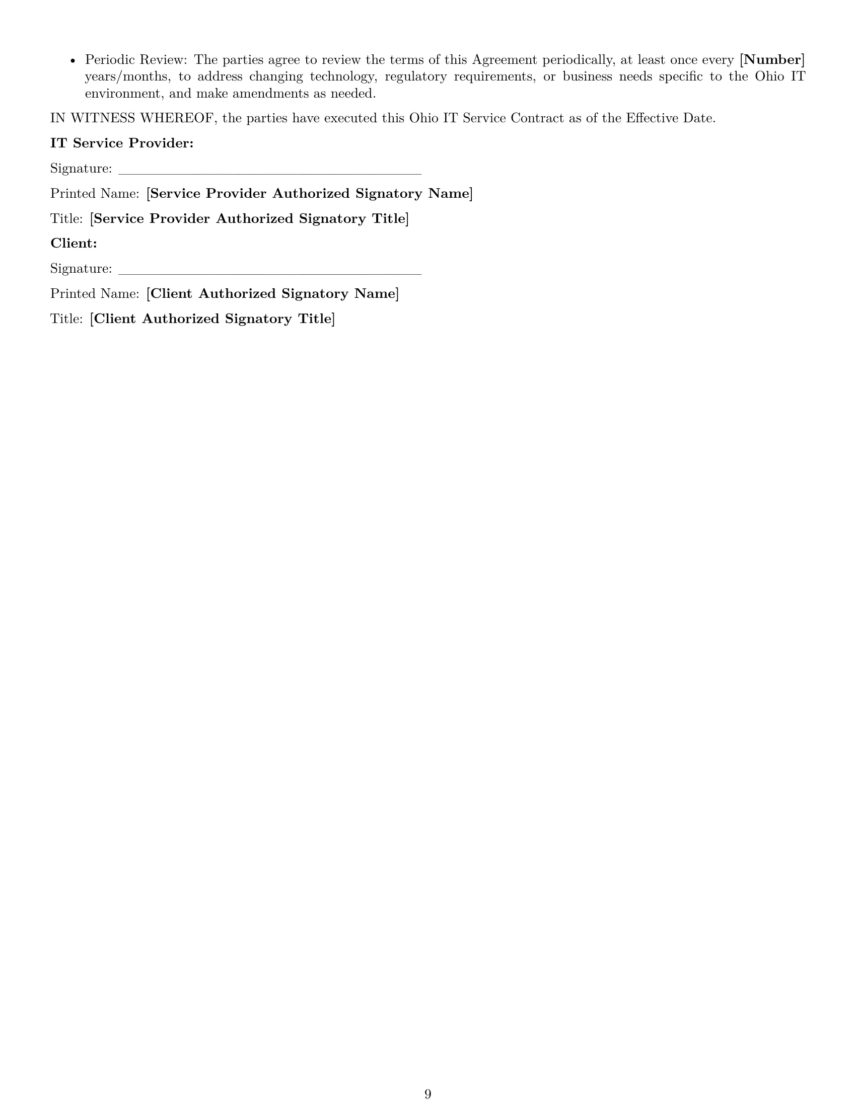 Preview page 9 of Pro Ohio IT service contract template