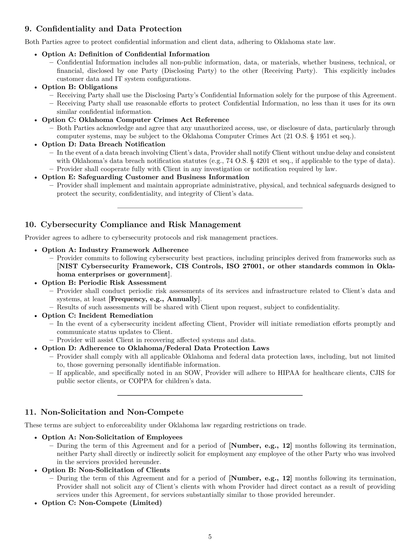 Preview page 5 of Pro Oklahoma IT service contract template