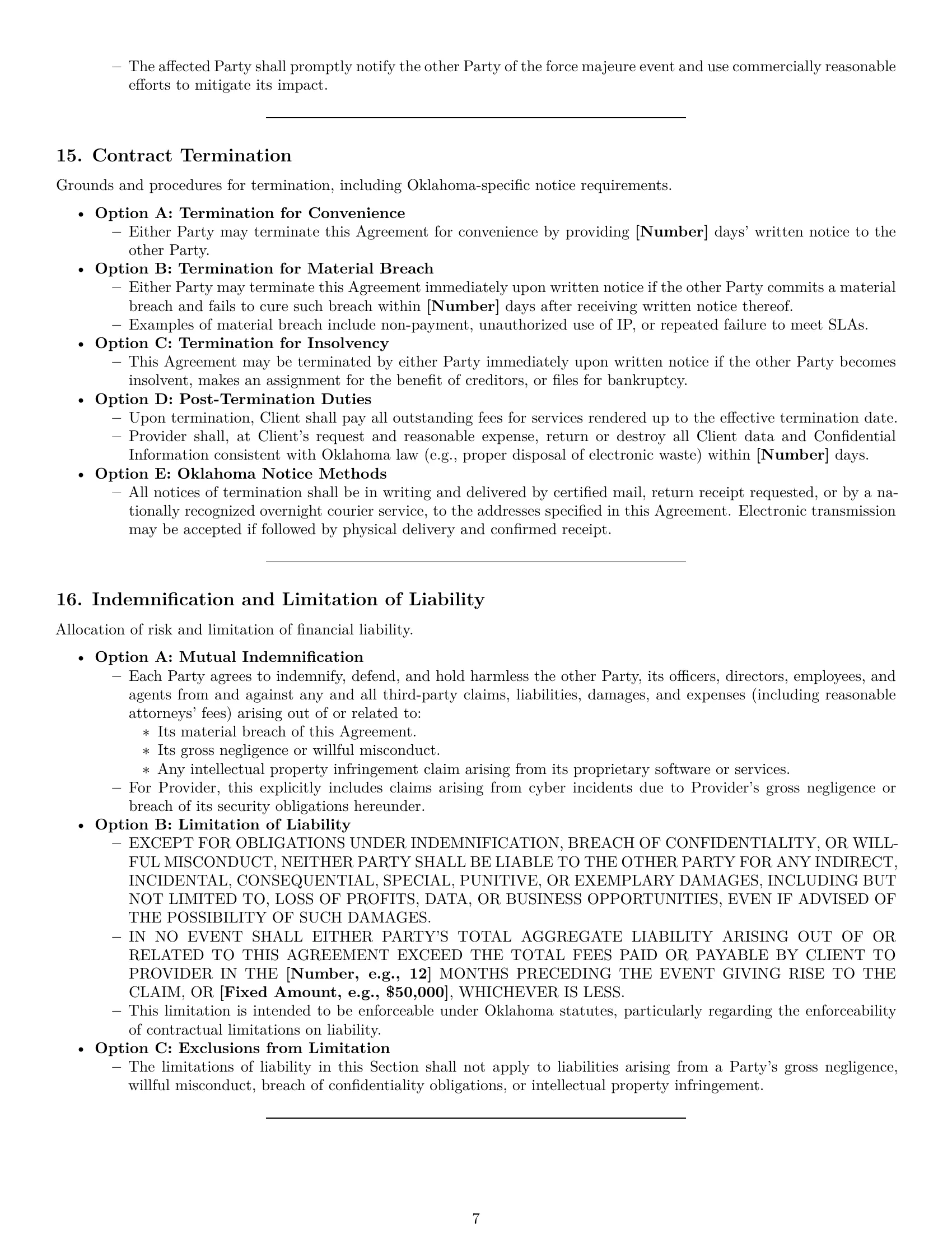 Preview page 7 of Pro Oklahoma IT service contract template