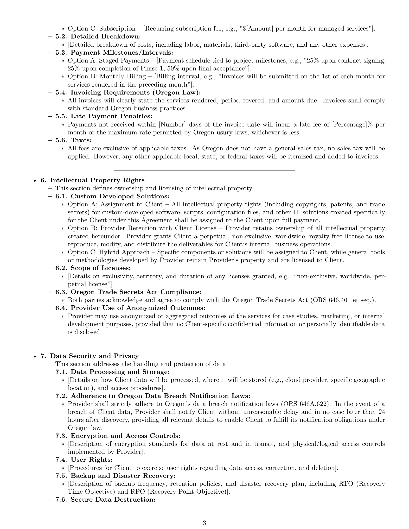 Preview page 3 of Pro Oregon IT service contract template