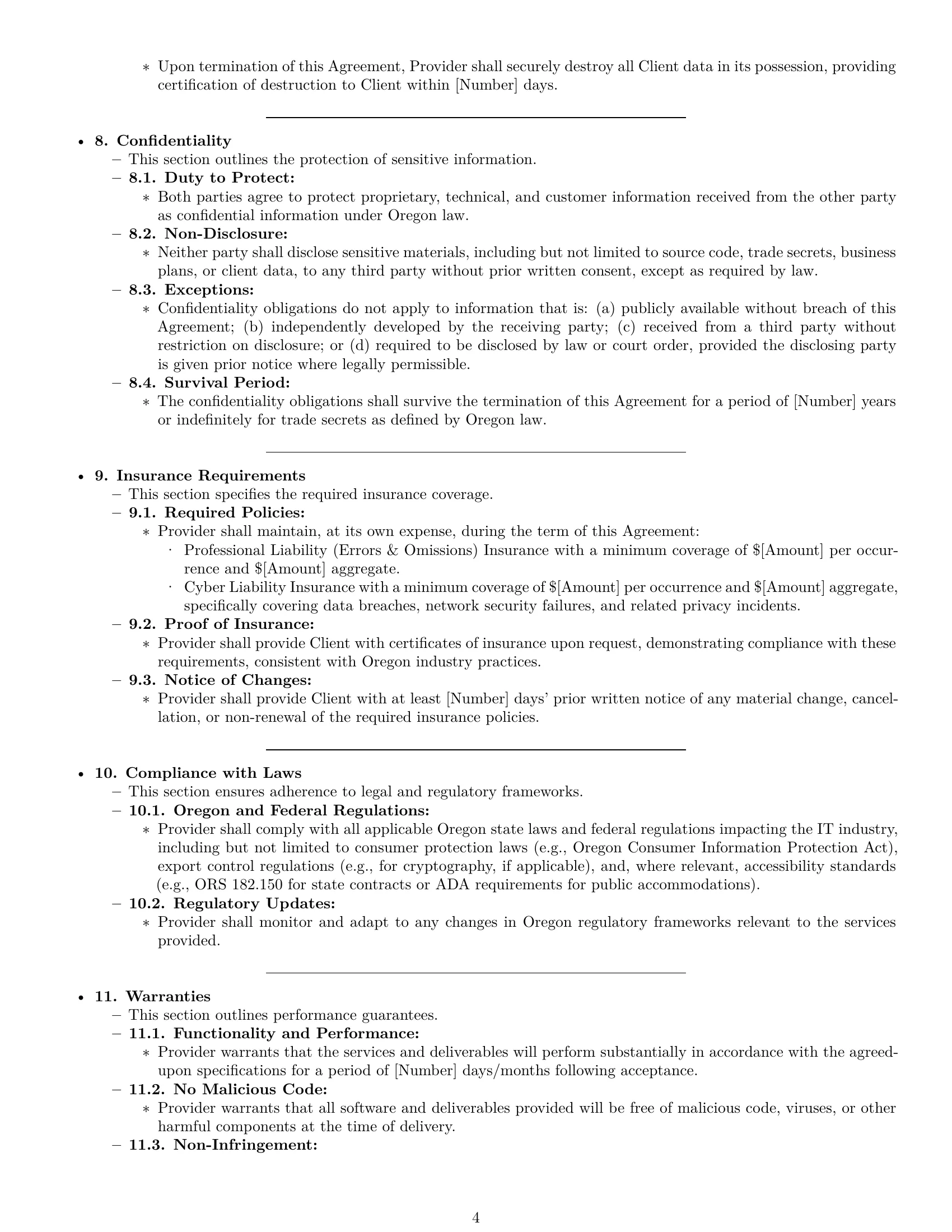 Preview page 4 of Pro Oregon IT service contract template