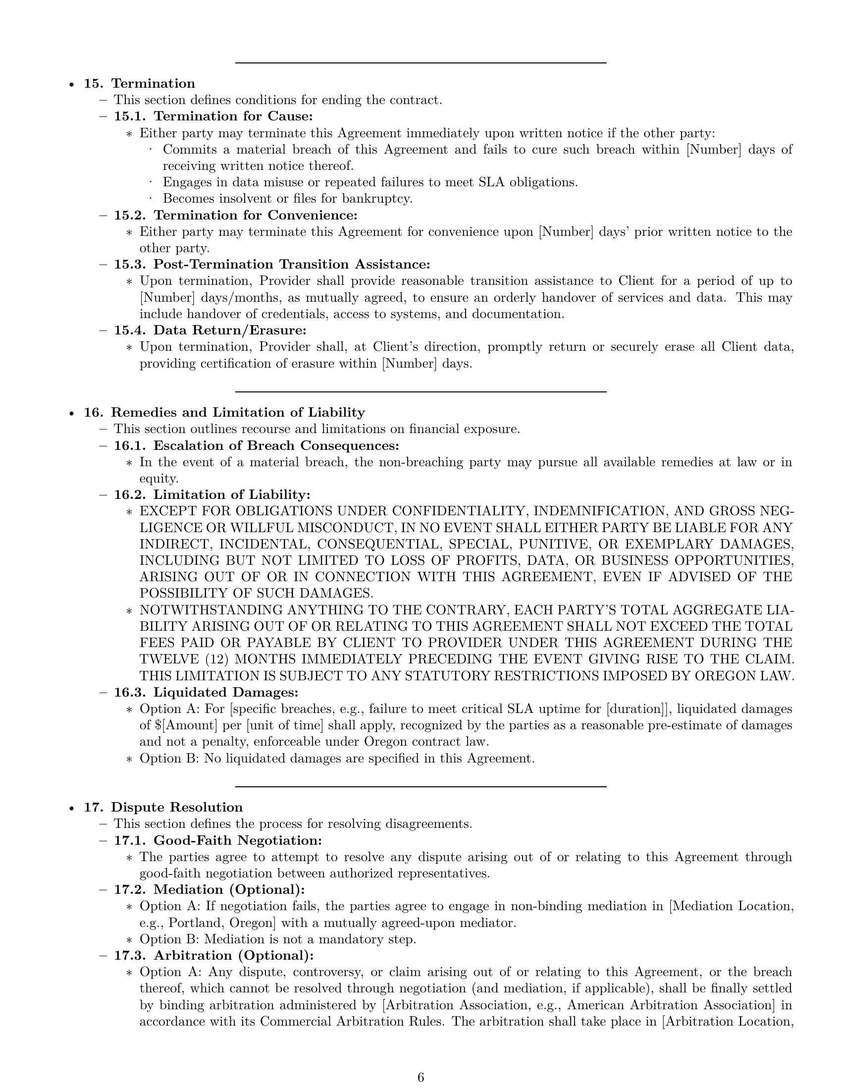 Preview page 6 of Pro Oregon IT service contract template