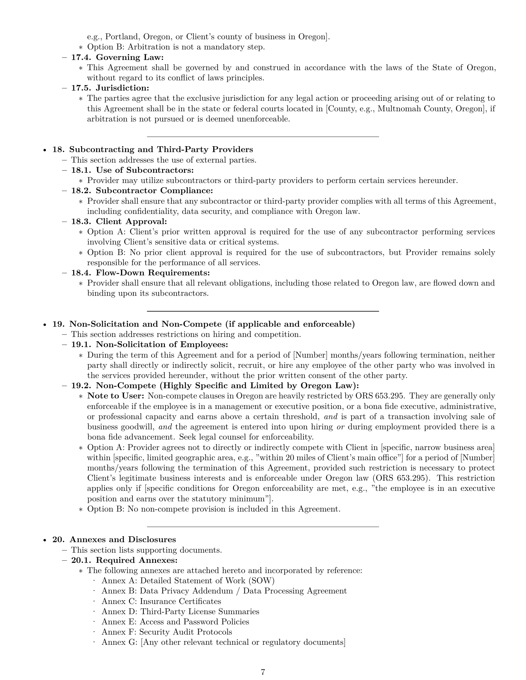 Preview page 7 of Pro Oregon IT service contract template