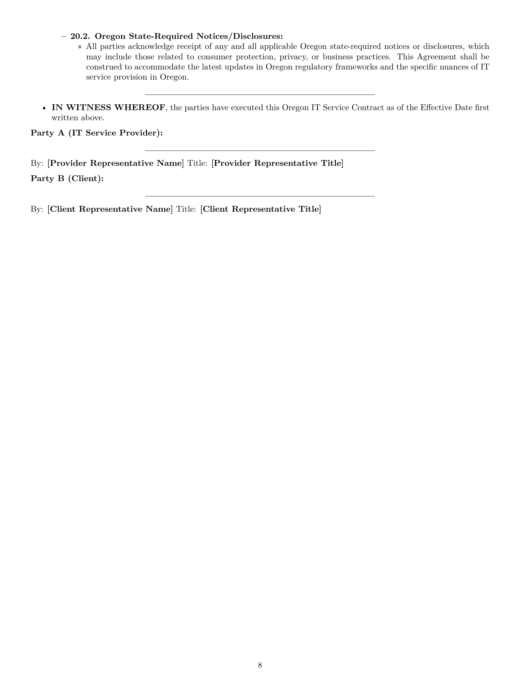 Preview page 8 of Pro Oregon IT service contract template