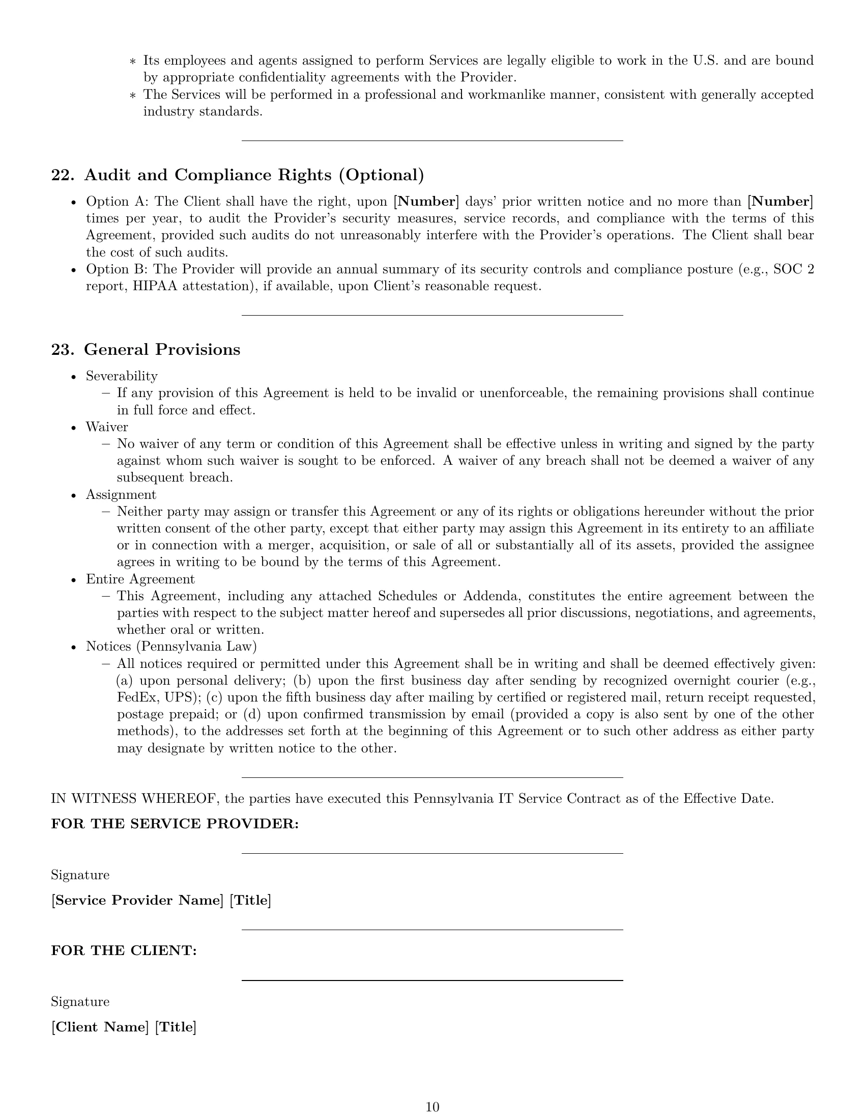 Preview page 10 of Pro Pennsylvania IT service contract template