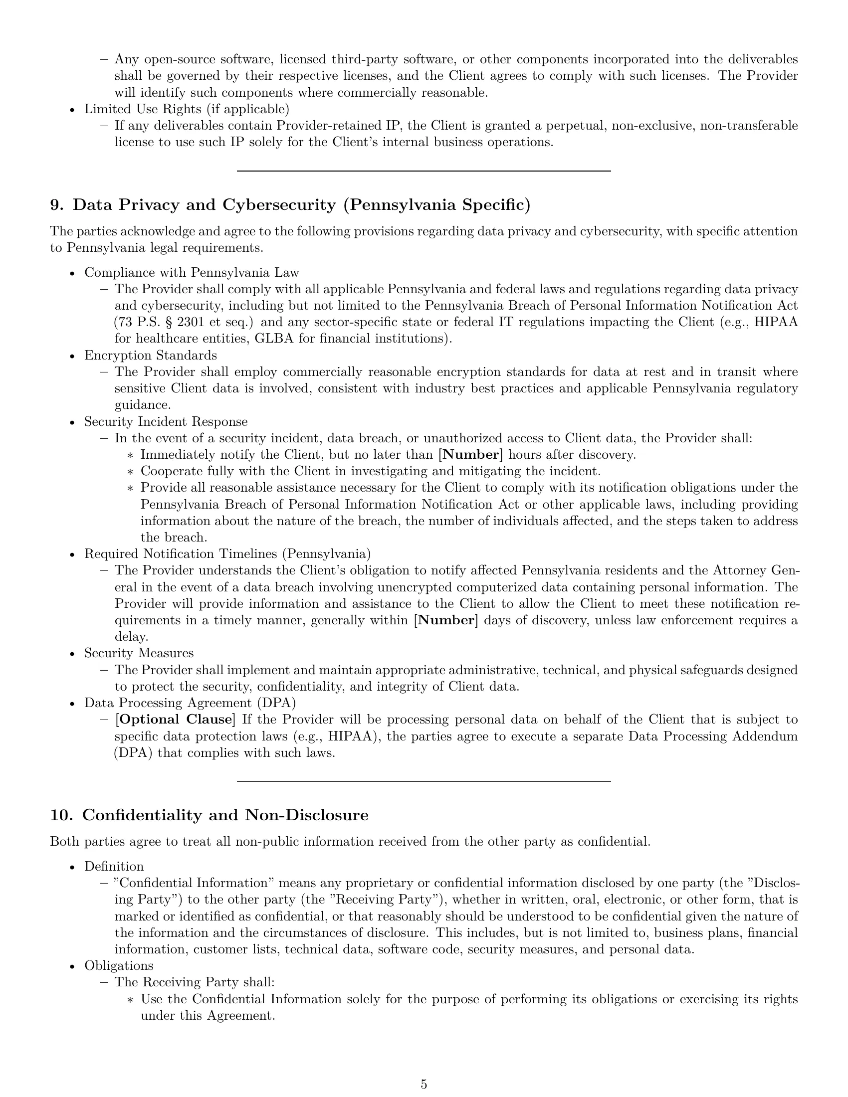Preview page 5 of Pro Pennsylvania IT service contract template