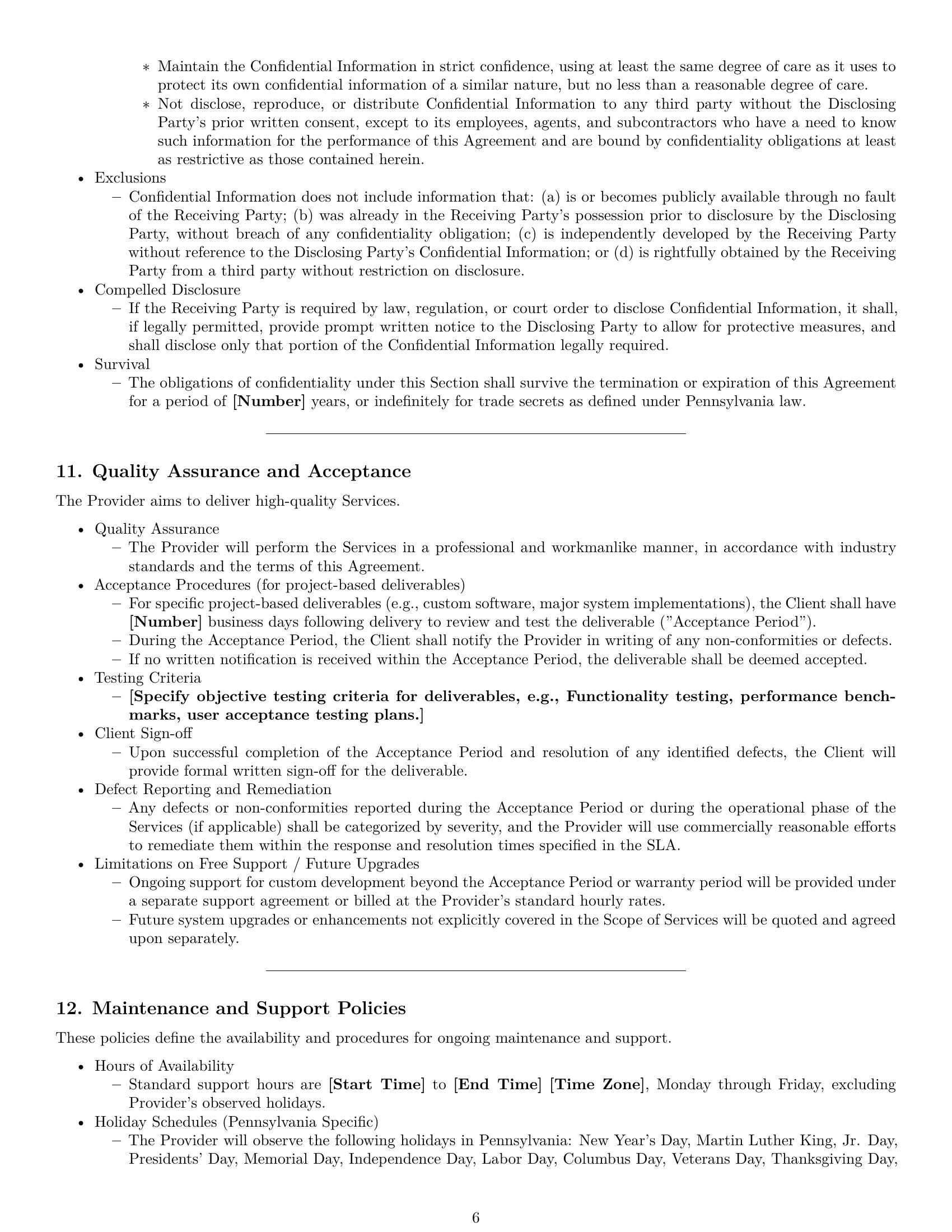 Preview page 6 of Pro Pennsylvania IT service contract template