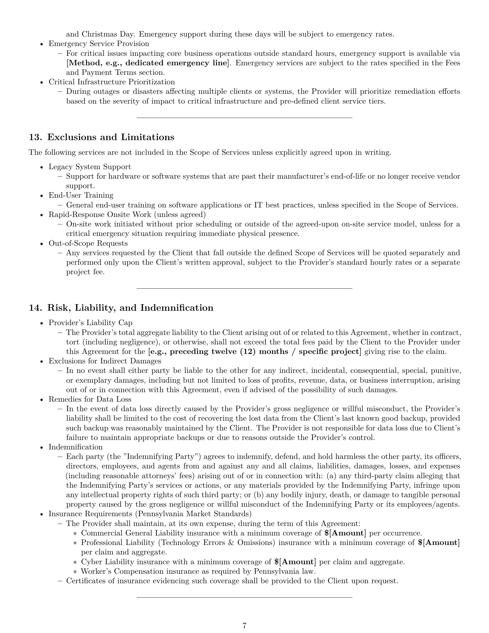Preview page 7 of Pro Pennsylvania IT service contract template