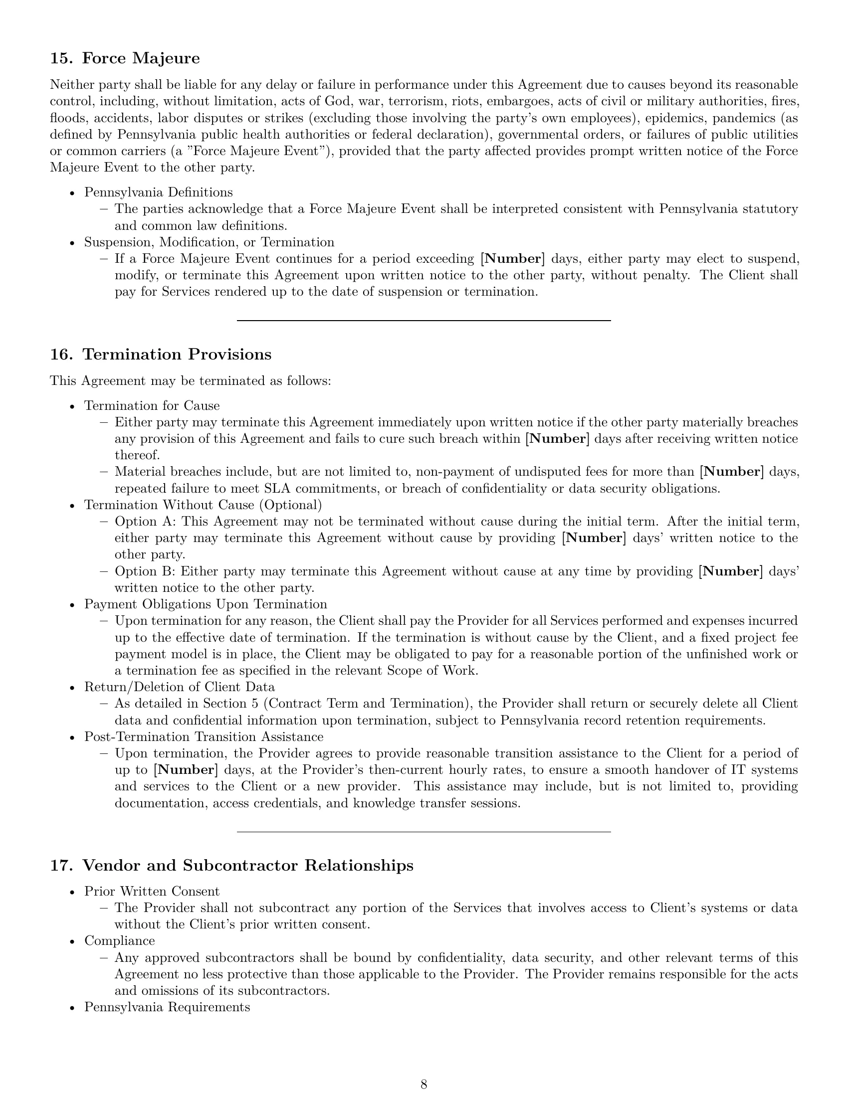 Preview page 8 of Pro Pennsylvania IT service contract template
