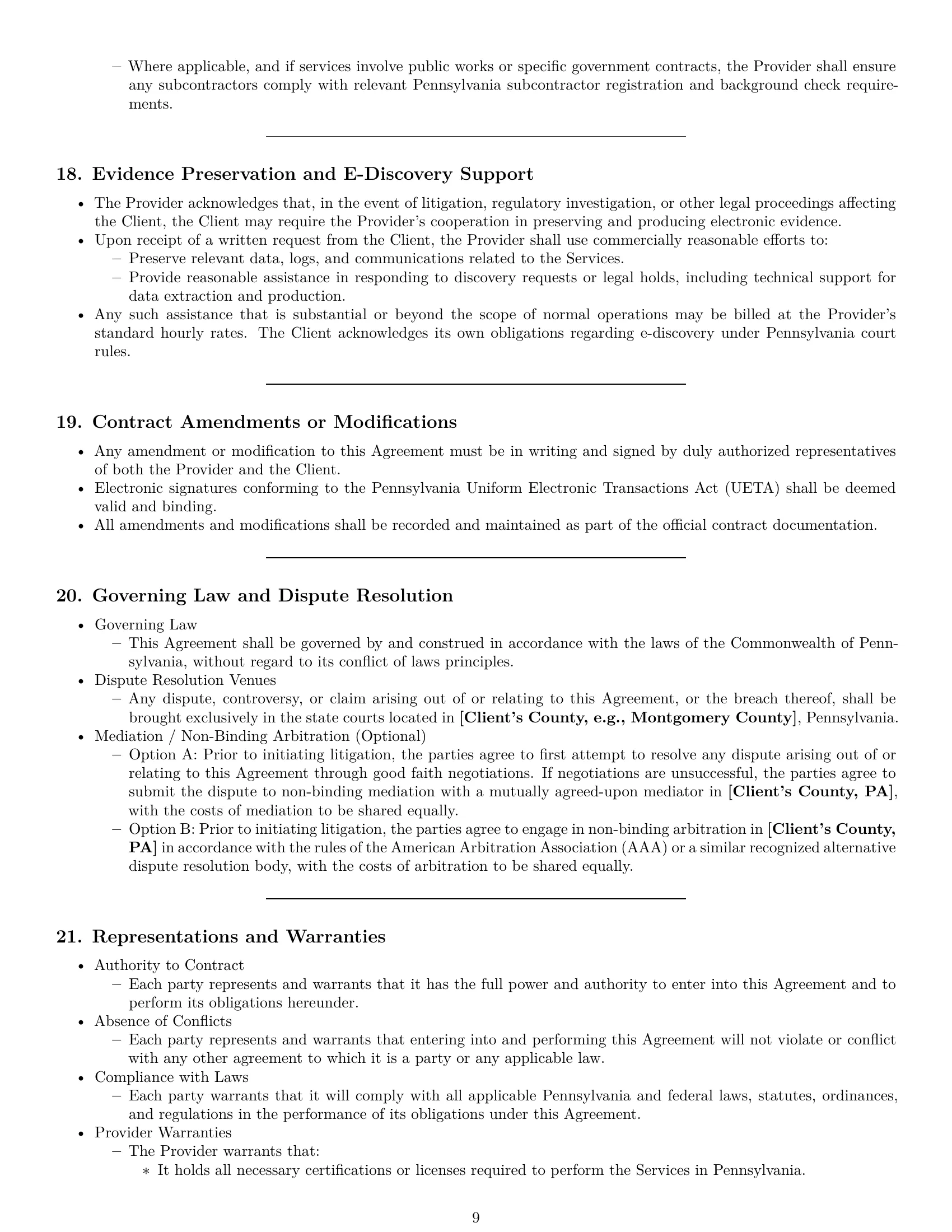 Preview page 9 of Pro Pennsylvania IT service contract template