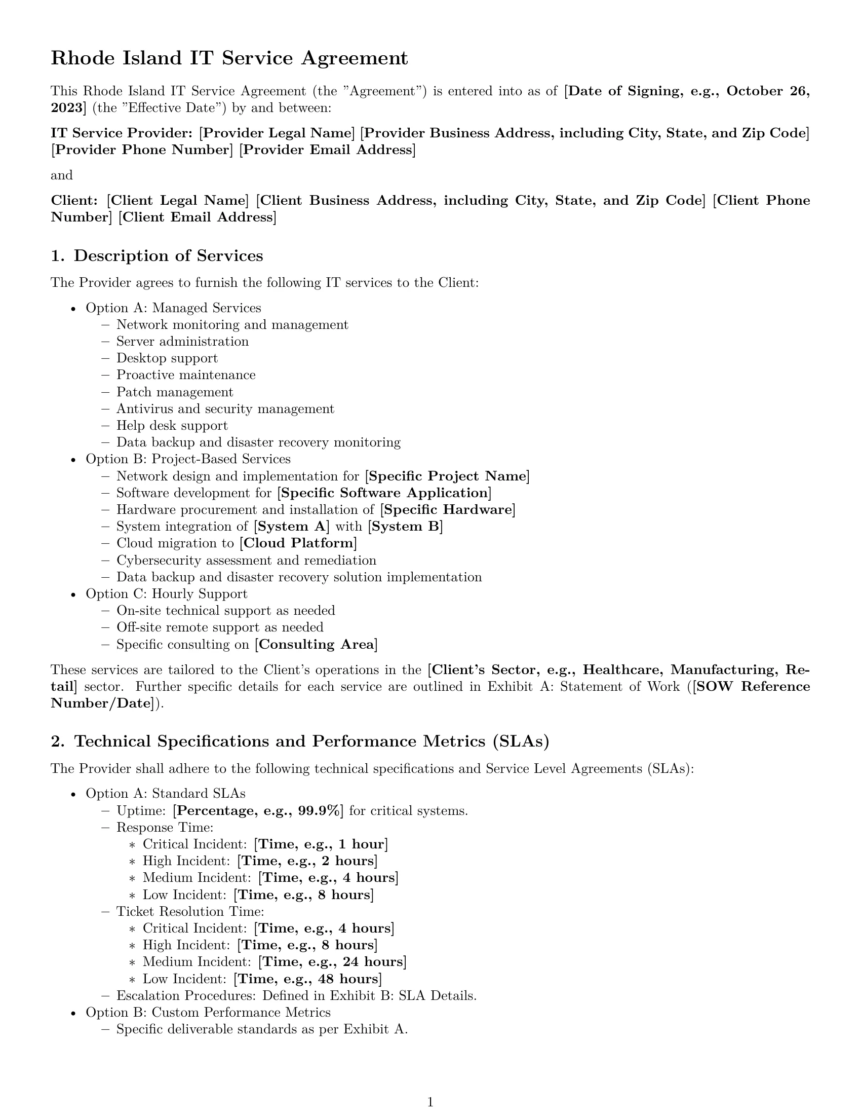 Preview page 1 of Pro Rhode Island IT service contract template
