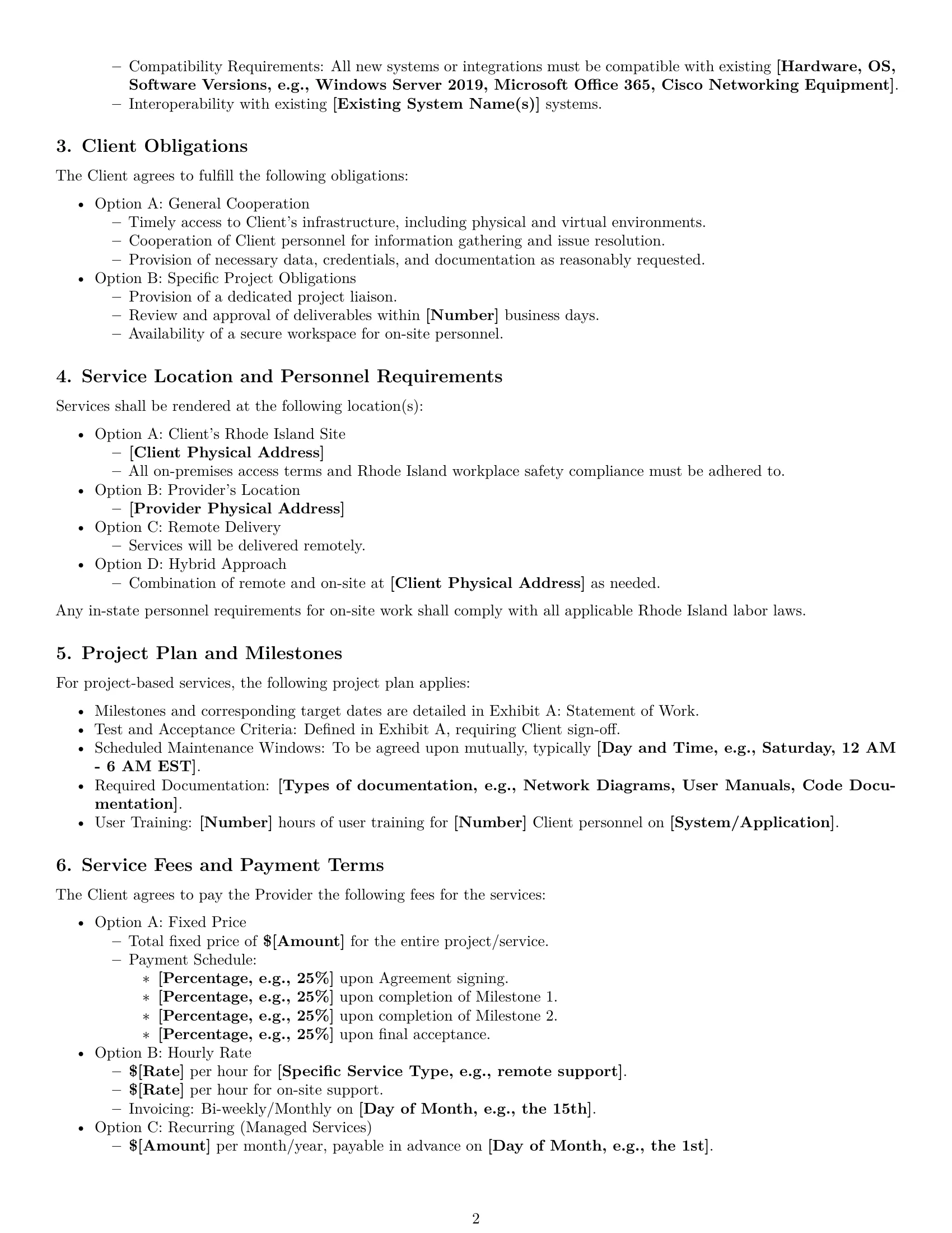 Preview page 2 of Pro Rhode Island IT service contract template