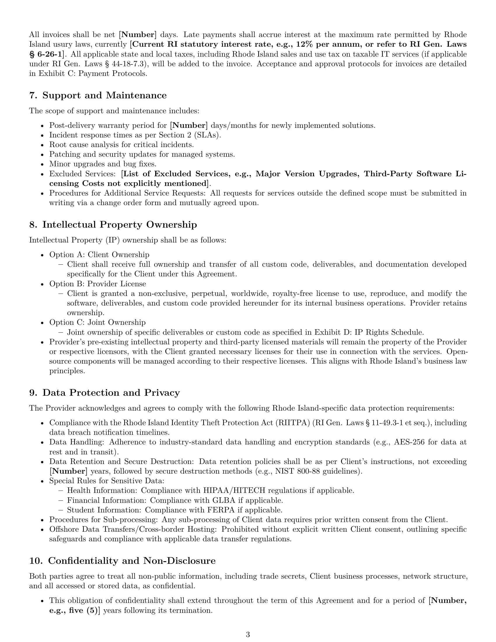 Preview page 3 of Pro Rhode Island IT service contract template