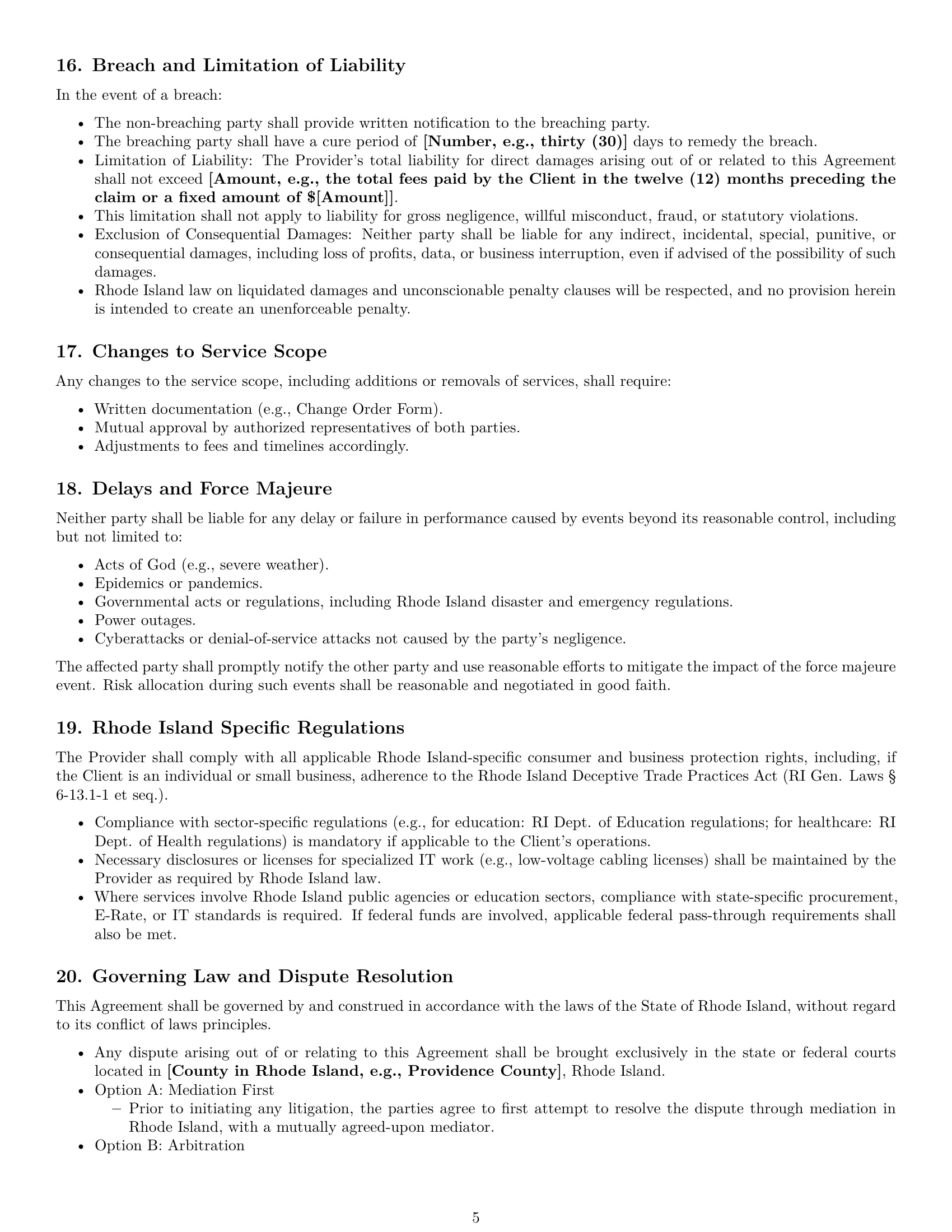 Preview page 5 of Pro Rhode Island IT service contract template