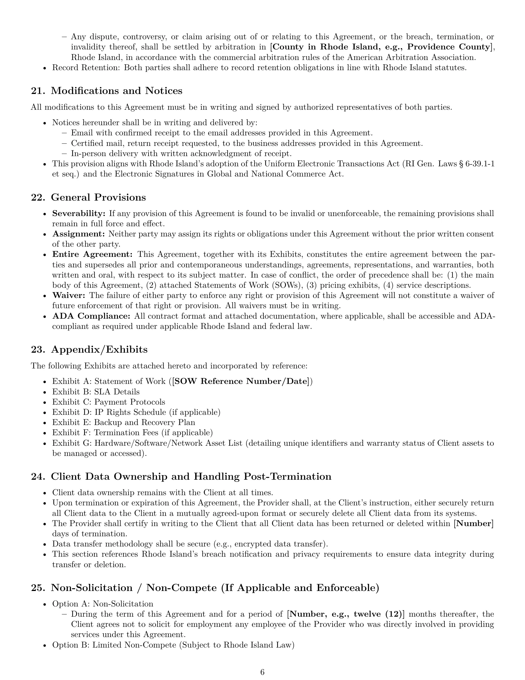 Preview page 6 of Pro Rhode Island IT service contract template