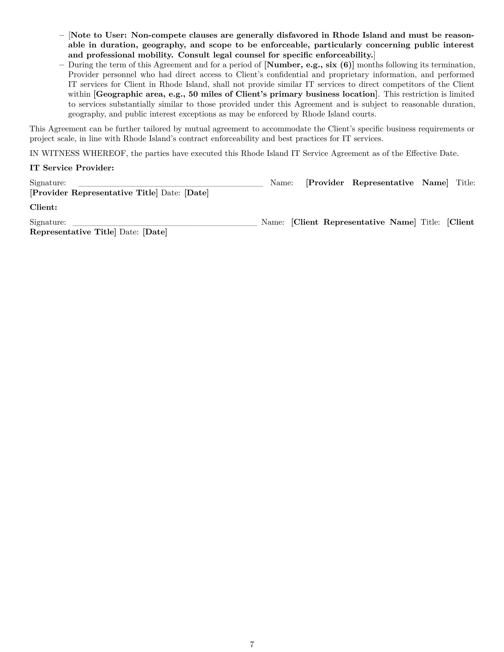 Preview page 7 of Pro Rhode Island IT service contract template