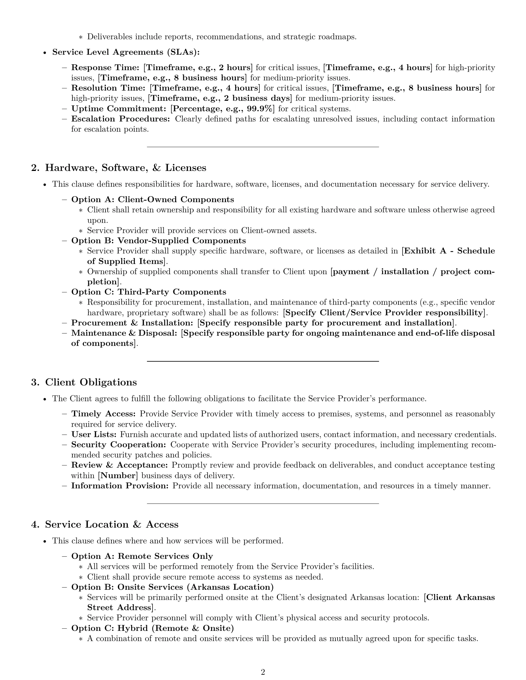 Preview page 2 of Pro Arkansas IT service contract template