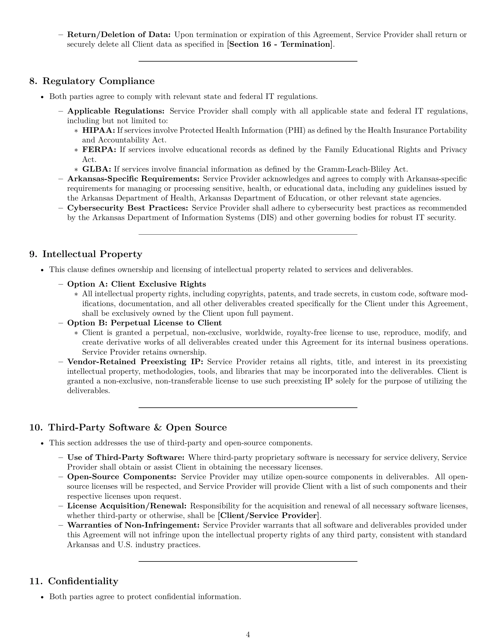 Preview page 4 of Pro Arkansas IT service contract template