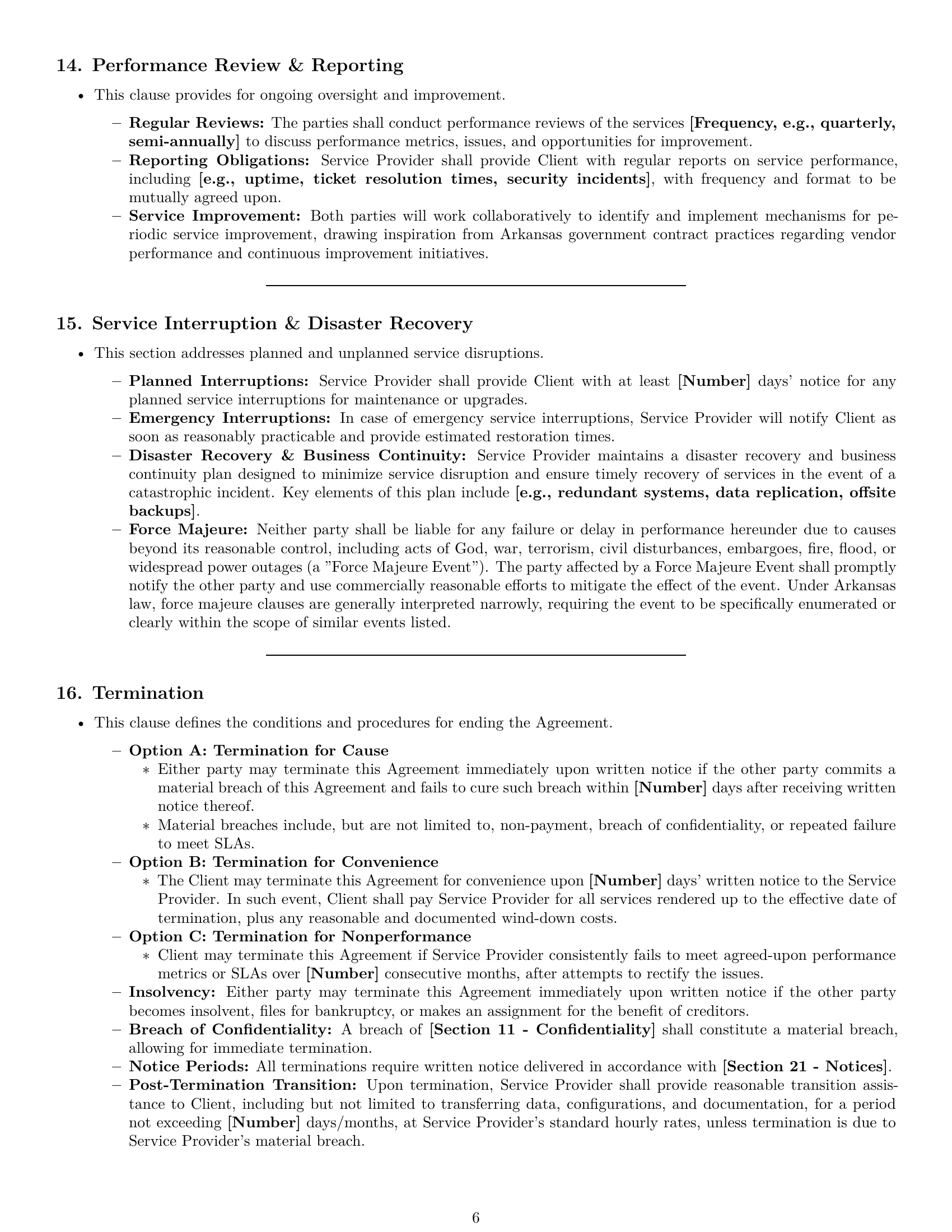 Preview page 6 of Pro Arkansas IT service contract template