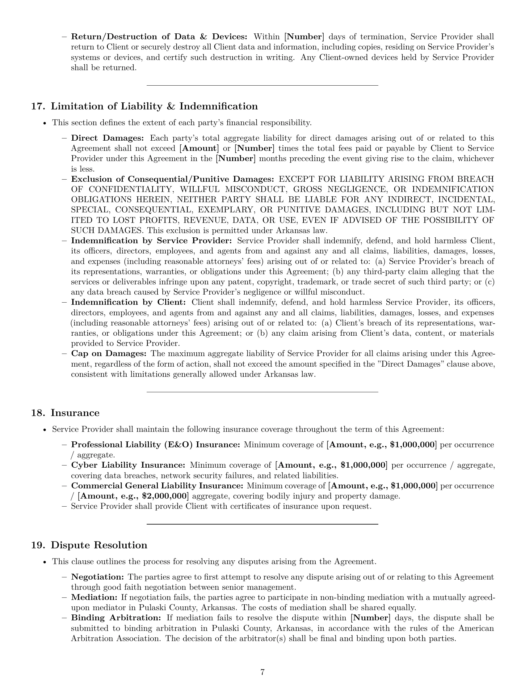 Preview page 7 of Pro Arkansas IT service contract template