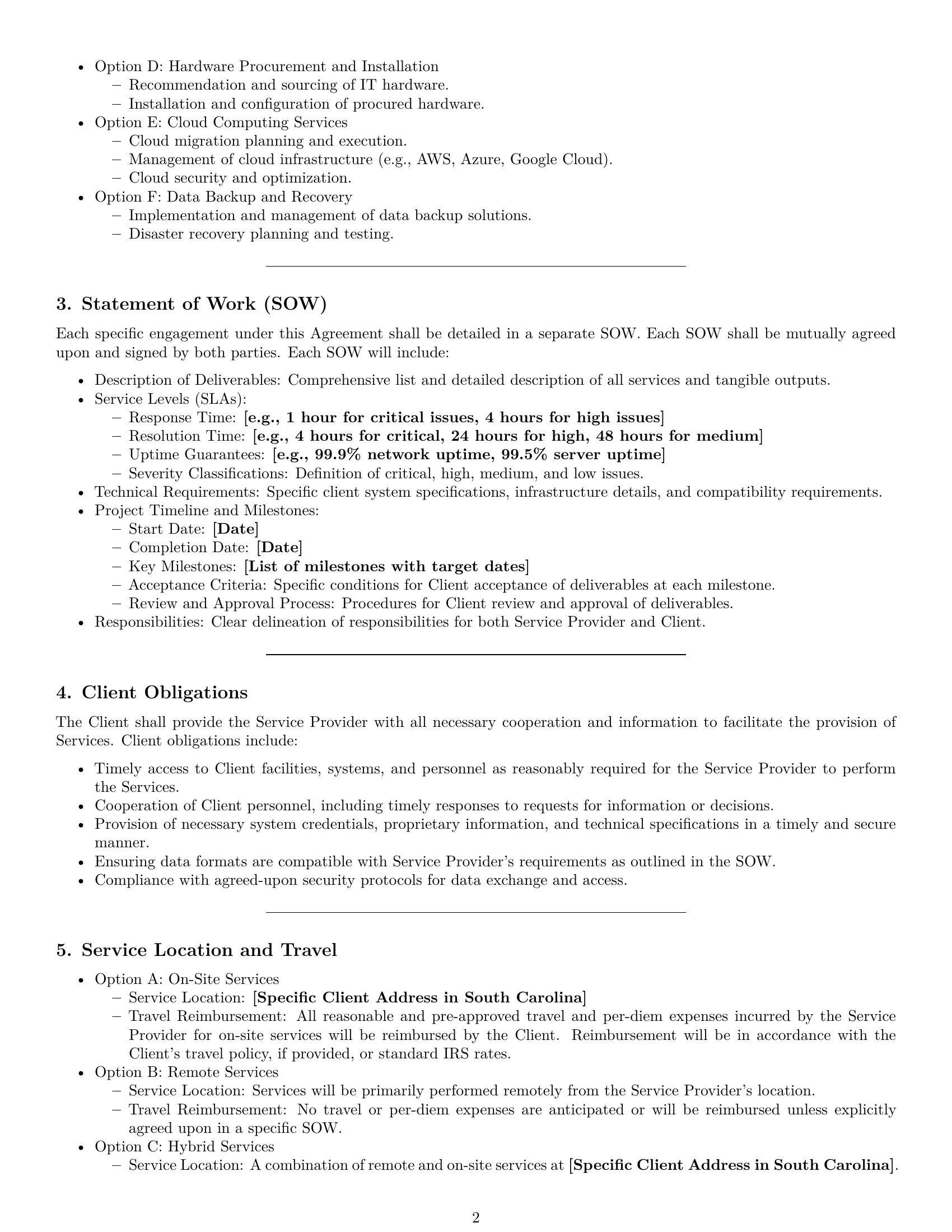 Preview page 2 of Pro South Carolina IT service contract template