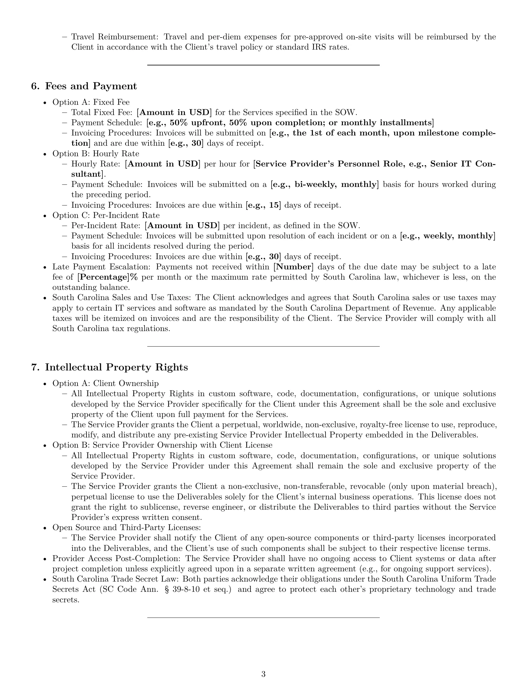 Preview page 3 of Pro South Carolina IT service contract template