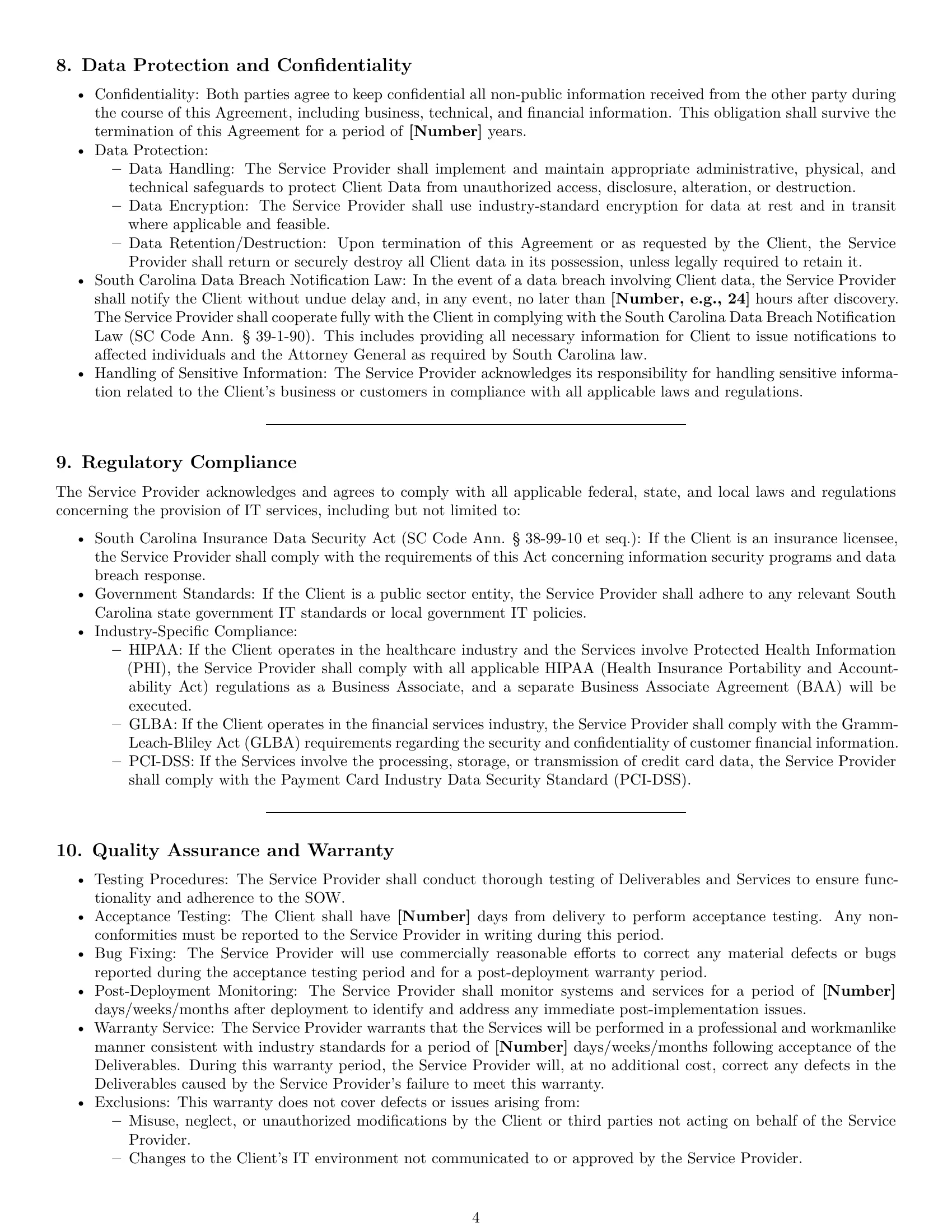 Preview page 4 of Pro South Carolina IT service contract template