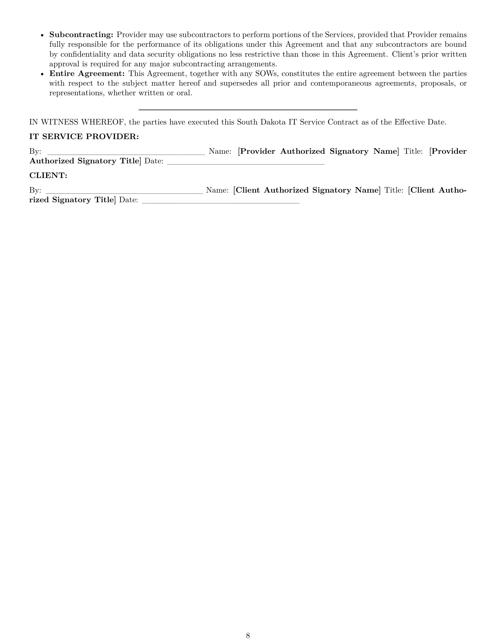 Preview page 8 of Pro South Dakota IT service contract template