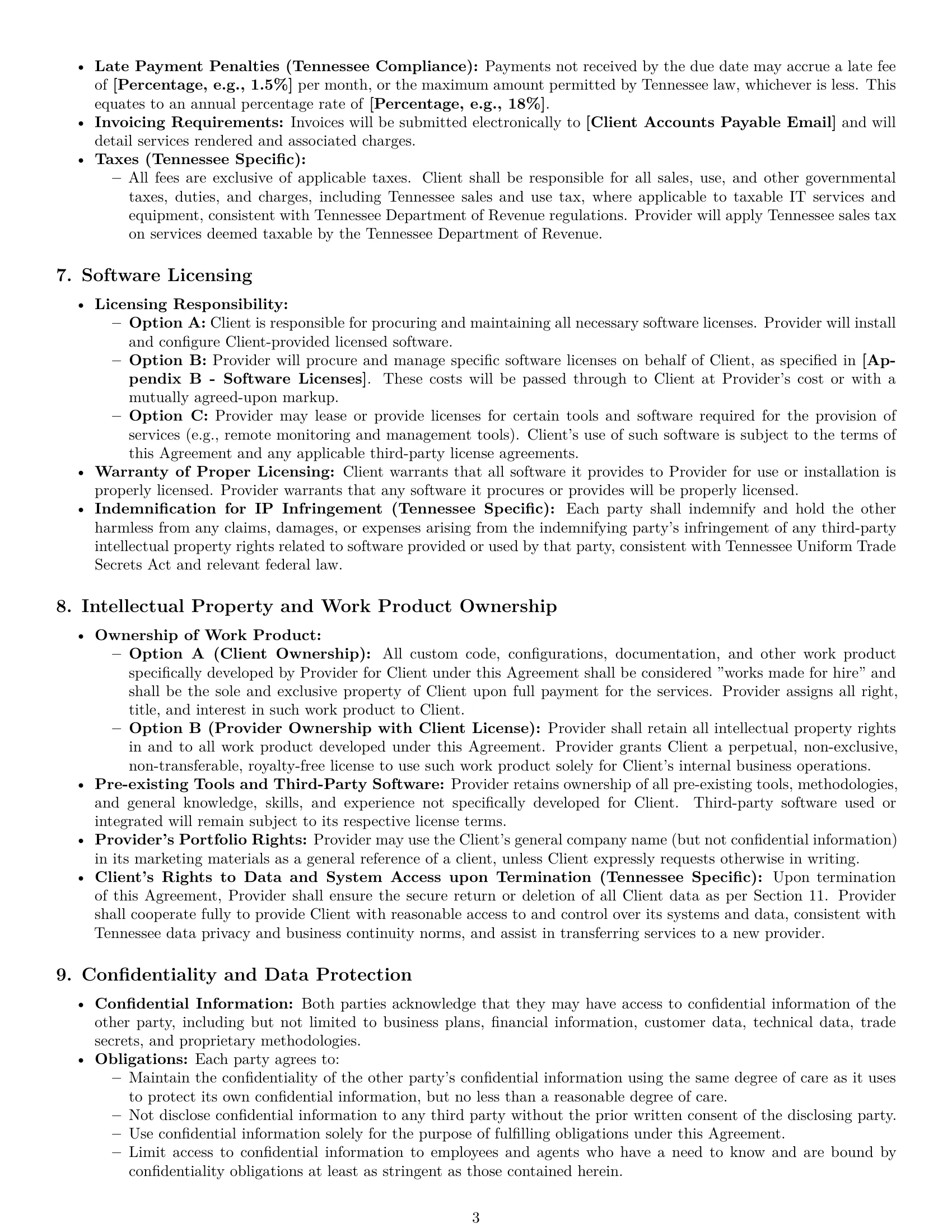 Preview page 3 of Pro Tennessee IT service contract template