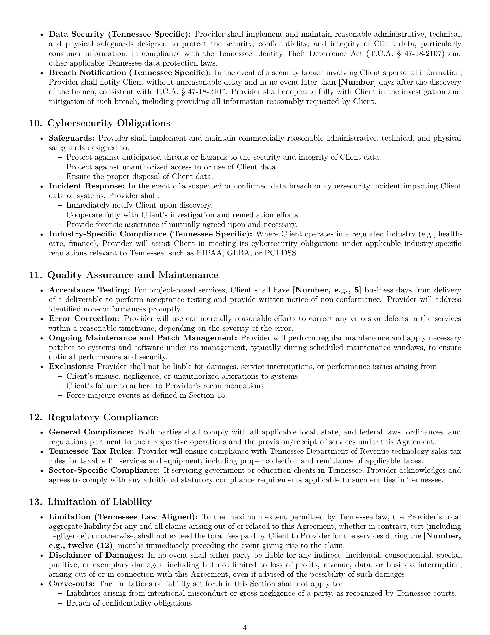 Preview page 4 of Pro Tennessee IT service contract template