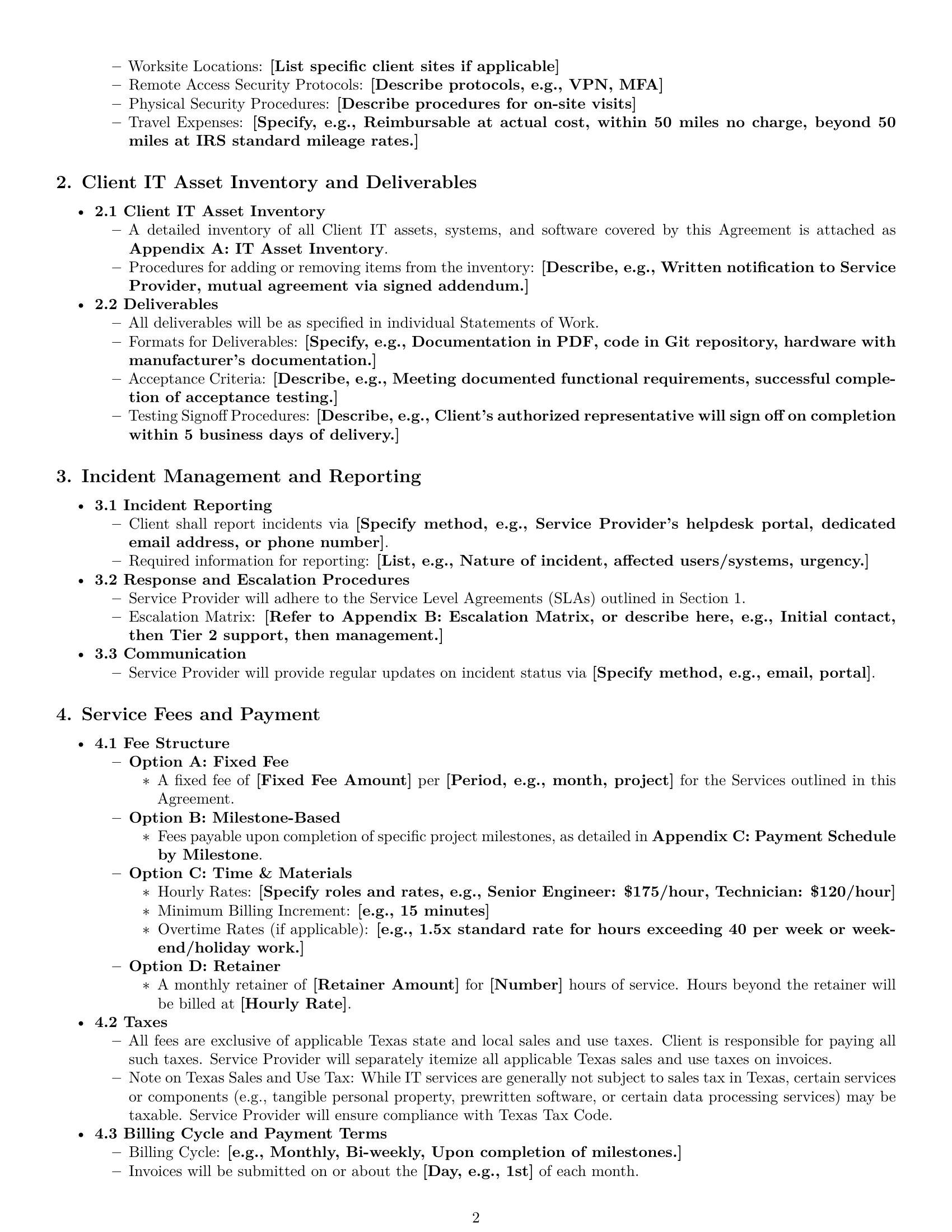 Preview page 2 of Pro Texas IT service contract template
