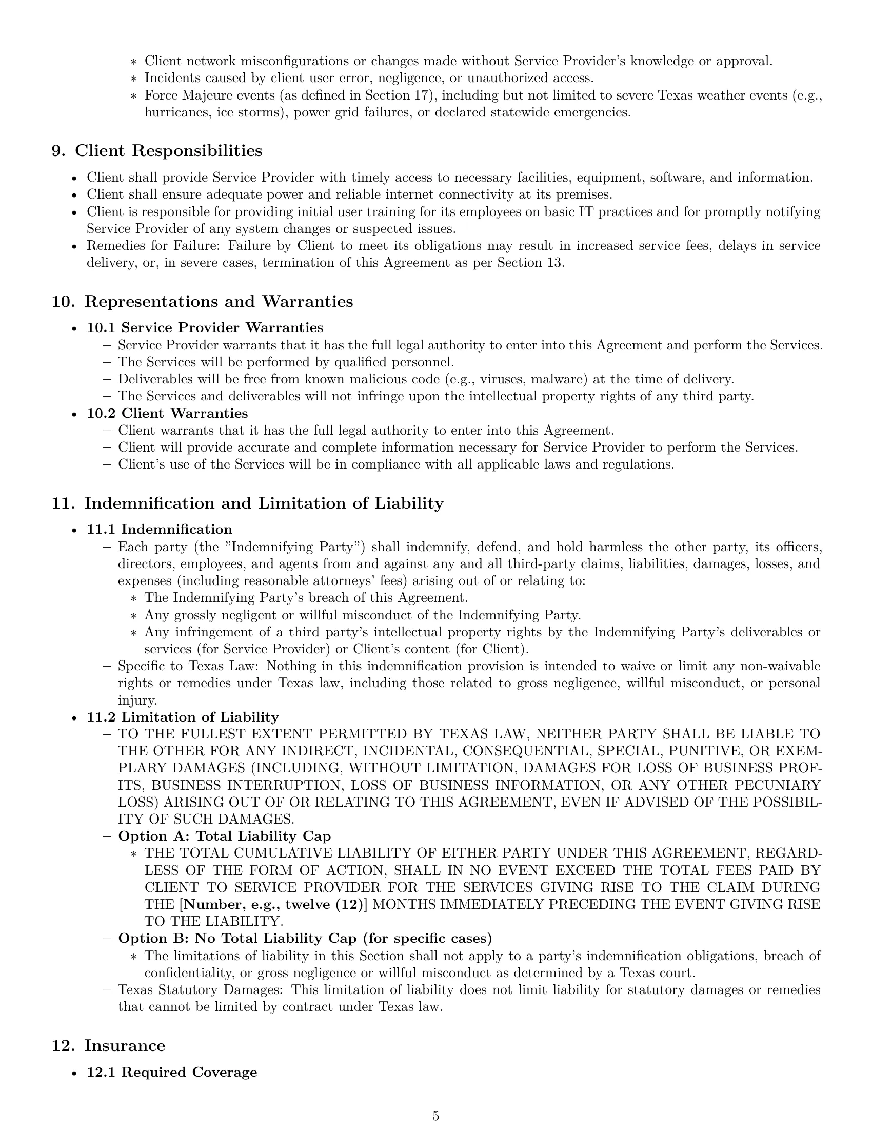 Preview page 5 of Pro Texas IT service contract template