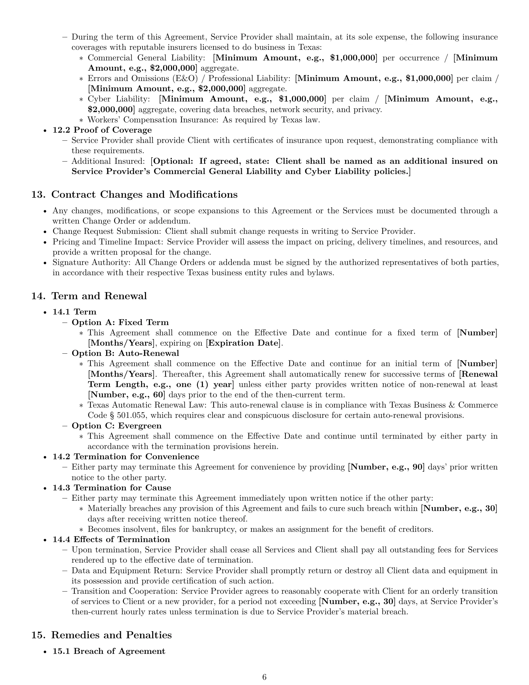 Preview page 6 of Pro Texas IT service contract template