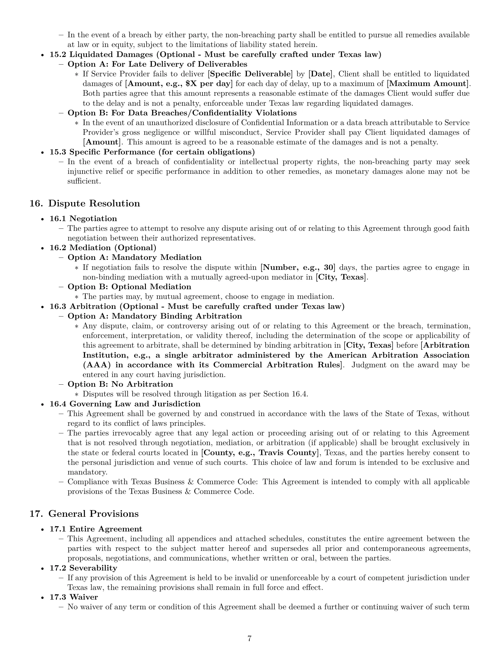 Preview page 7 of Pro Texas IT service contract template