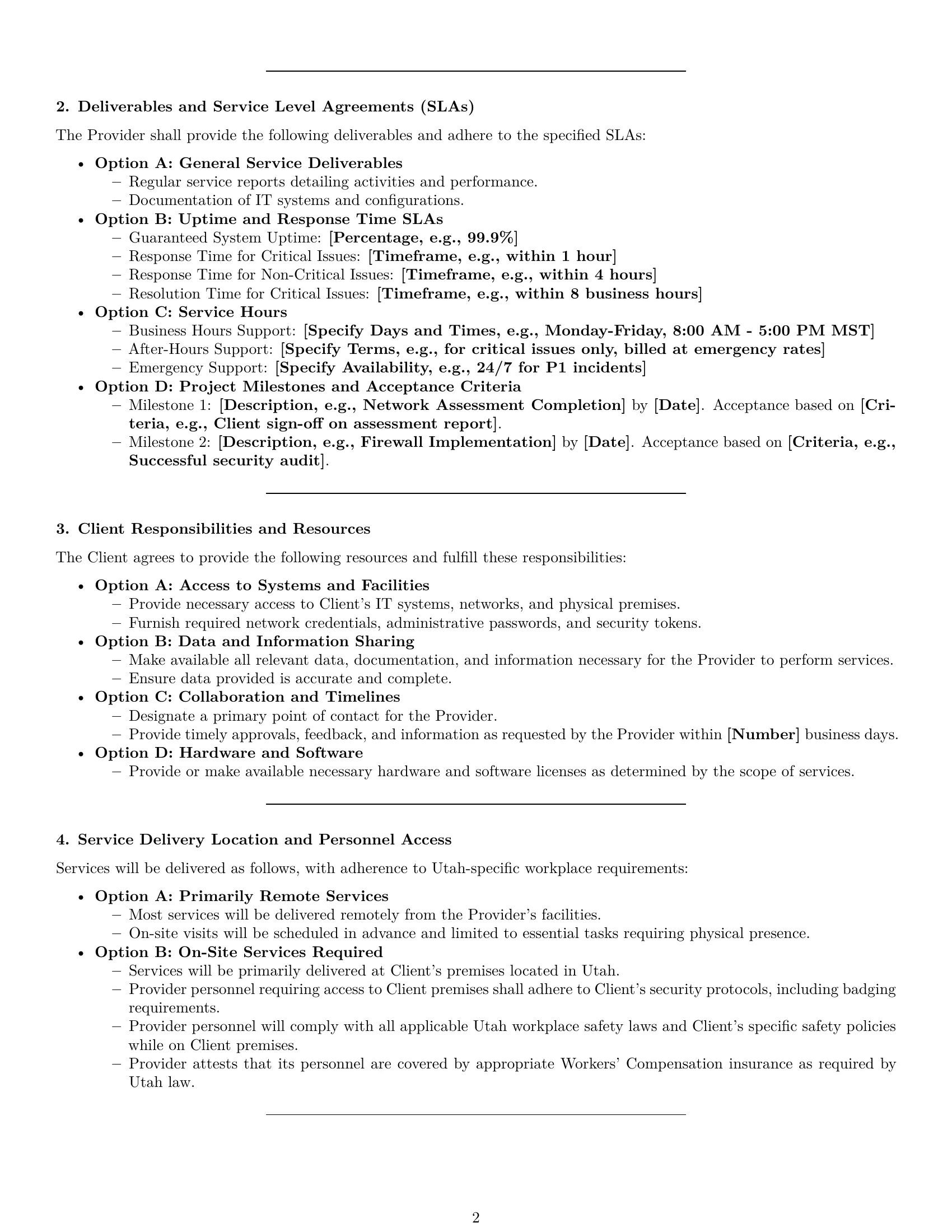 Preview page 2 of Pro Utah IT service contract template