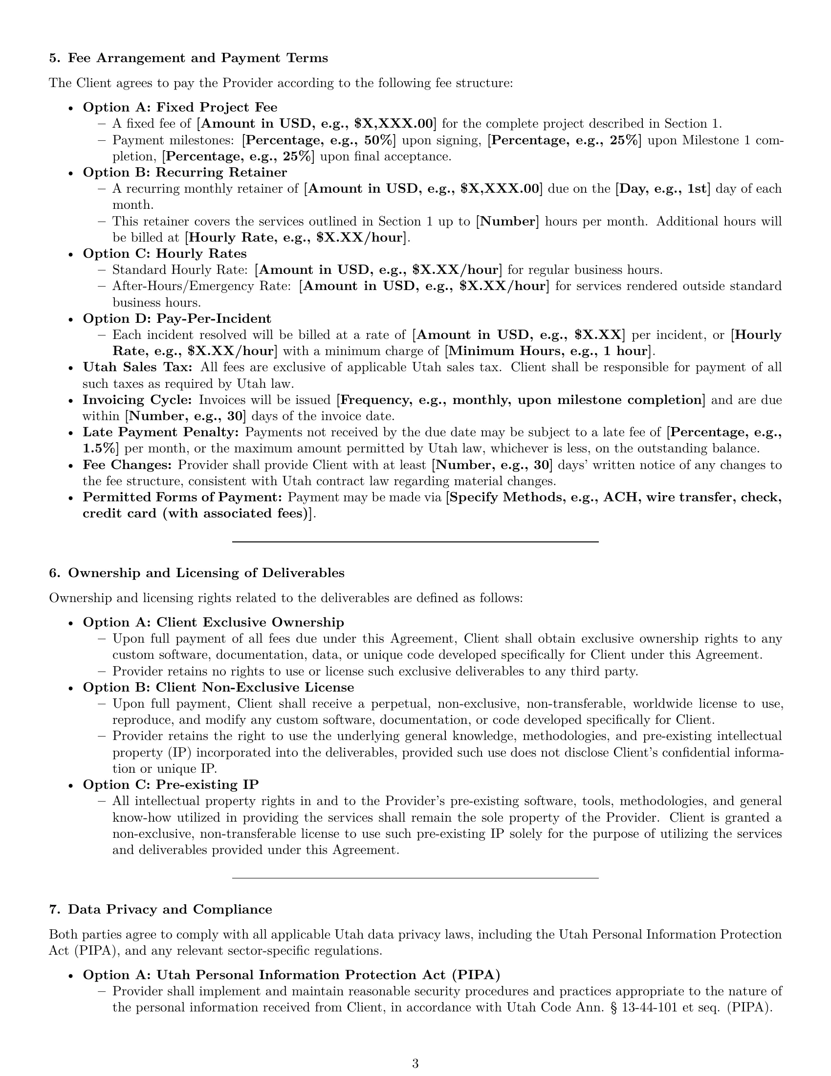 Preview page 3 of Pro Utah IT service contract template