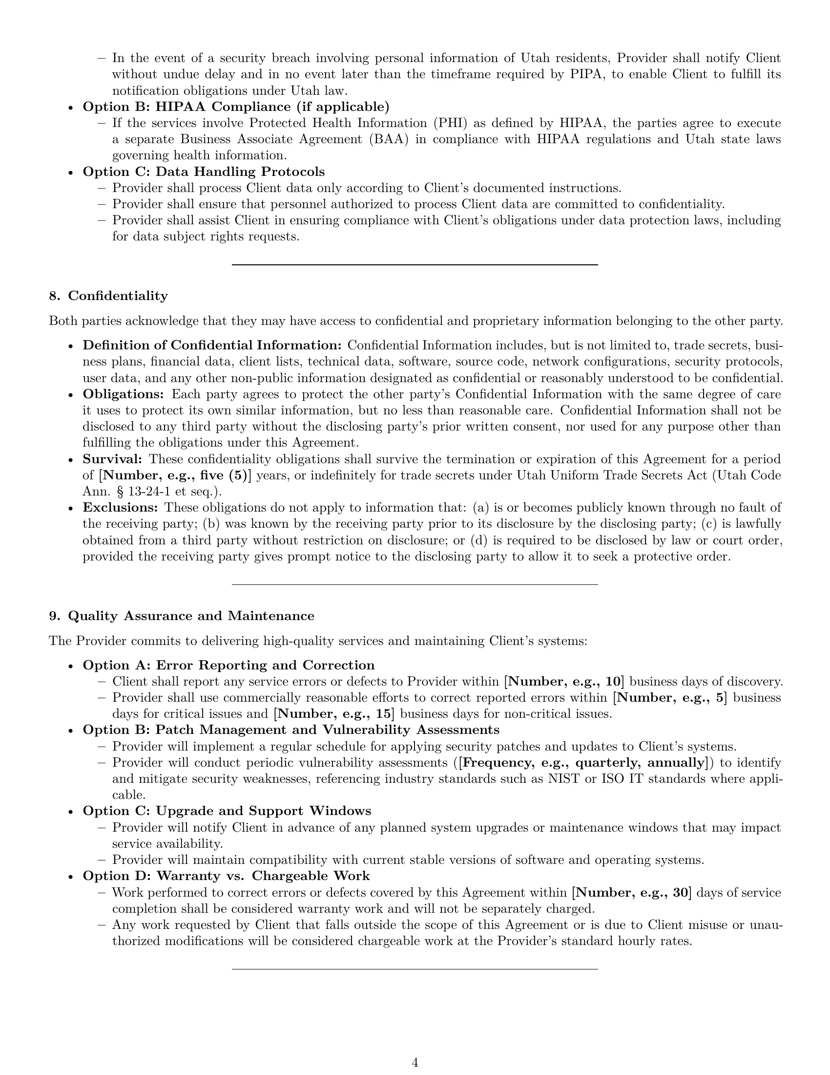 Preview page 4 of Pro Utah IT service contract template