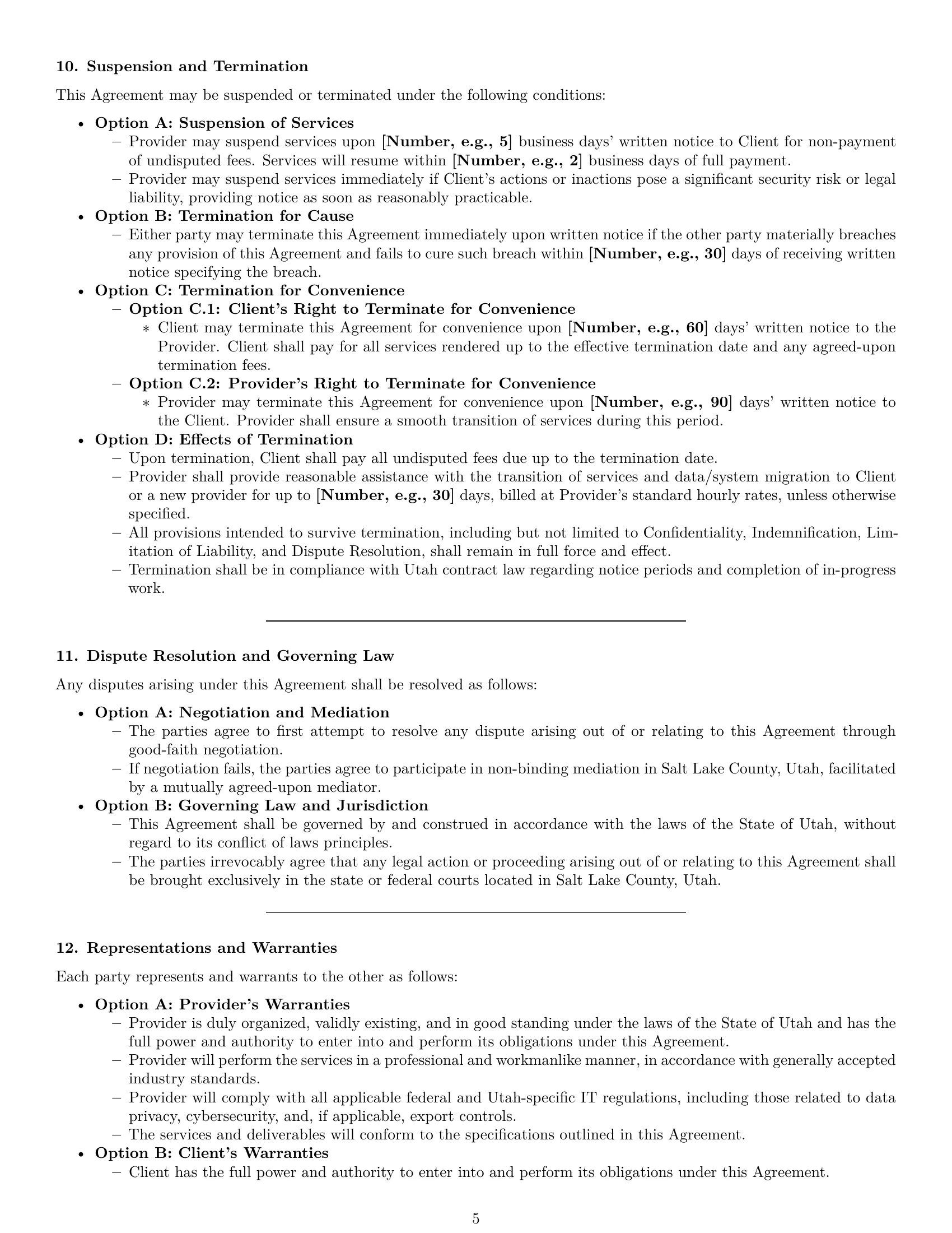Preview page 5 of Pro Utah IT service contract template