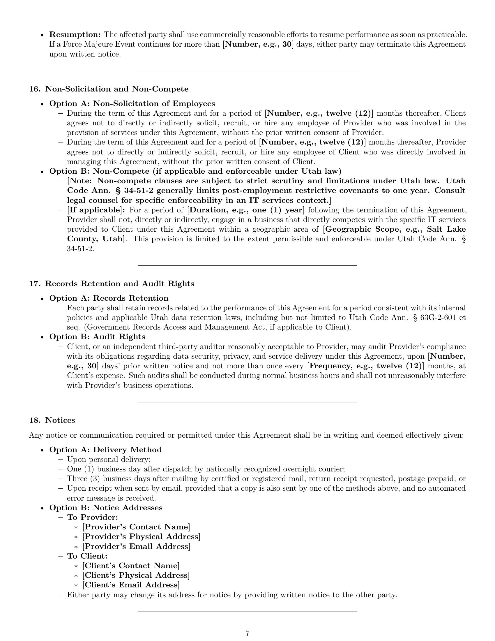 Preview page 7 of Pro Utah IT service contract template